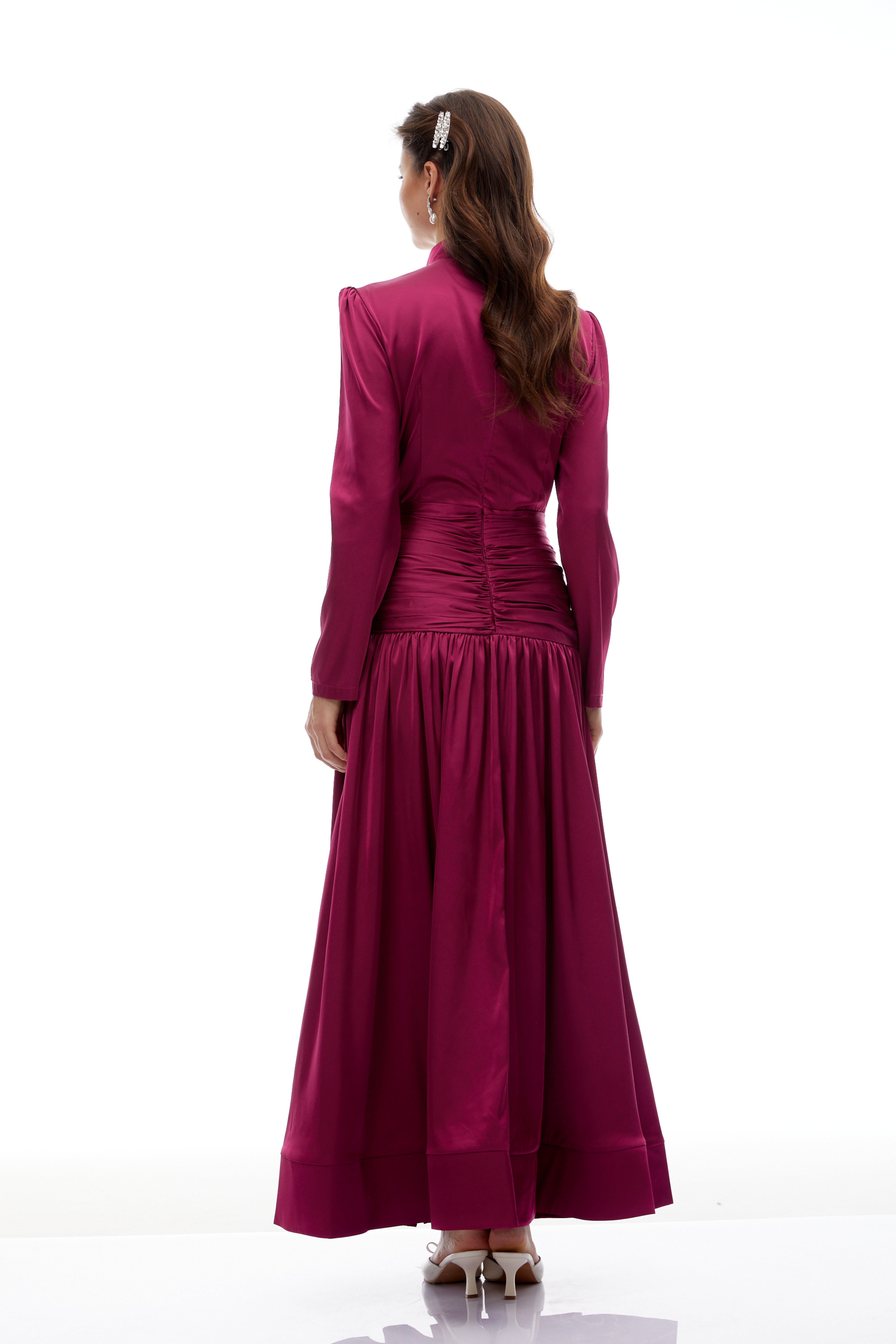 Faithe Rose Purple Bow Ruched Maxi Dress (Final Sale-US Only)