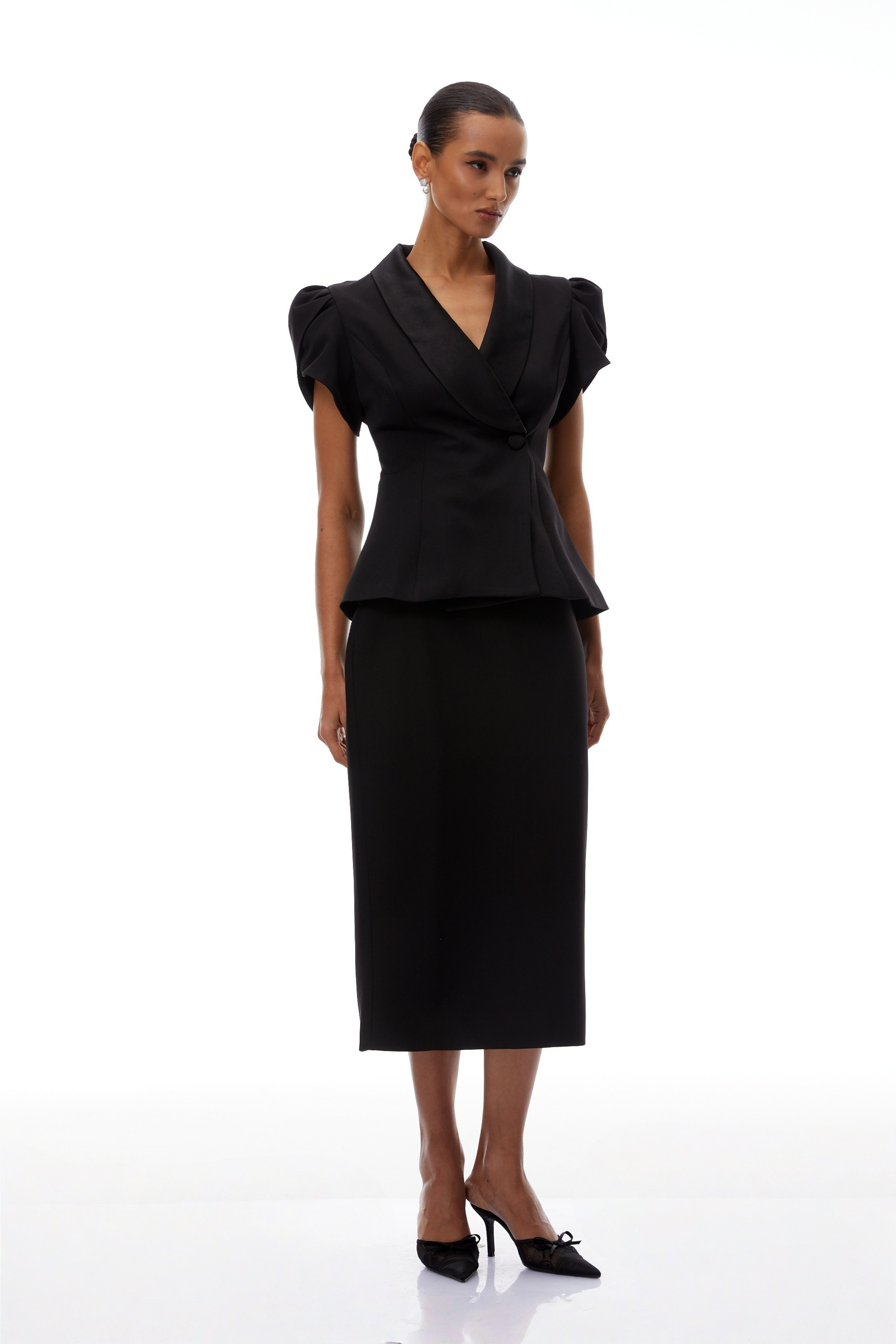 Acharya Black Blouse & Pencil Skirt Set (Final Sale-US Only)