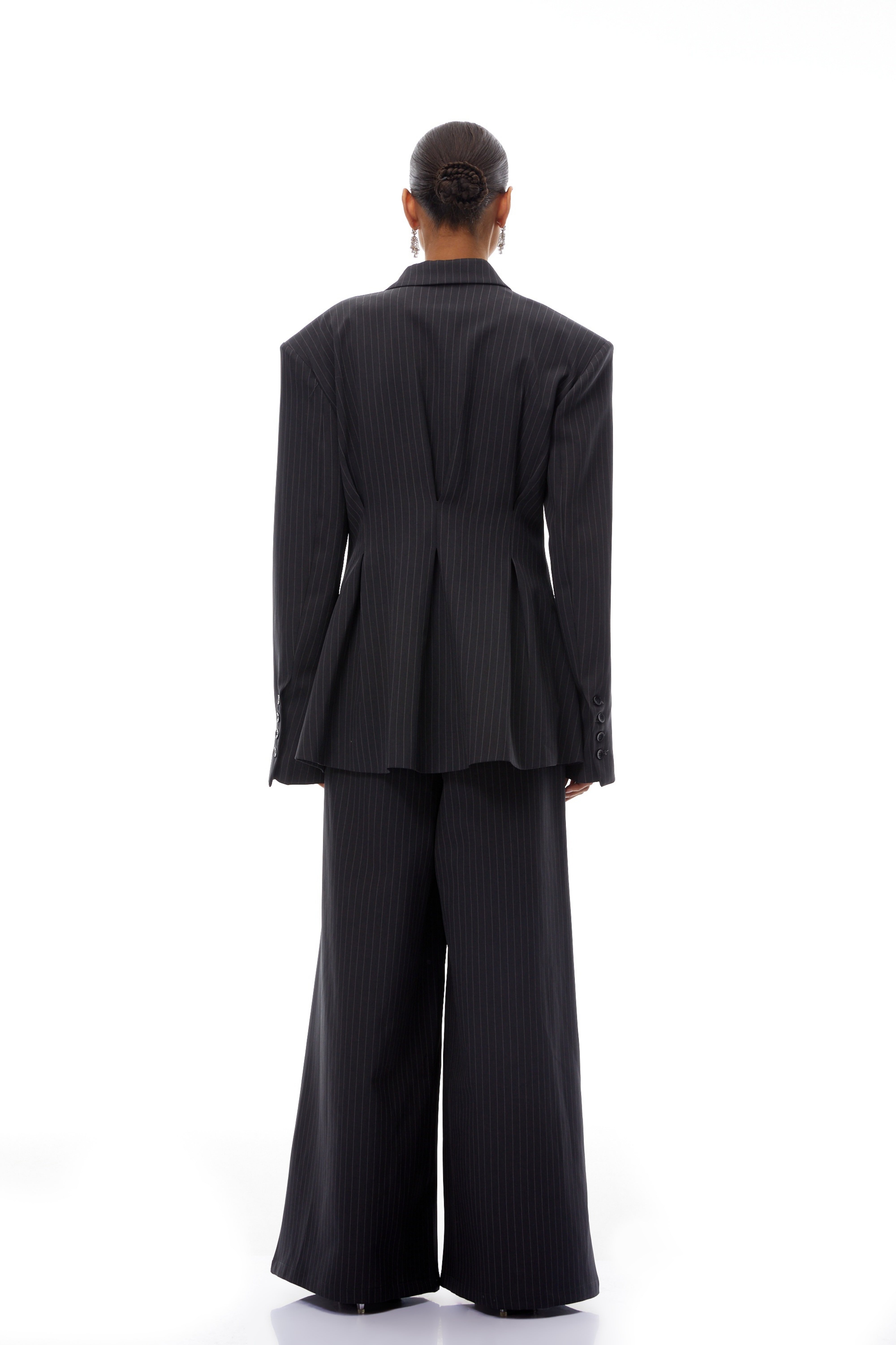 Giovanna Grey Pinstriped Blazer & Trousers Set