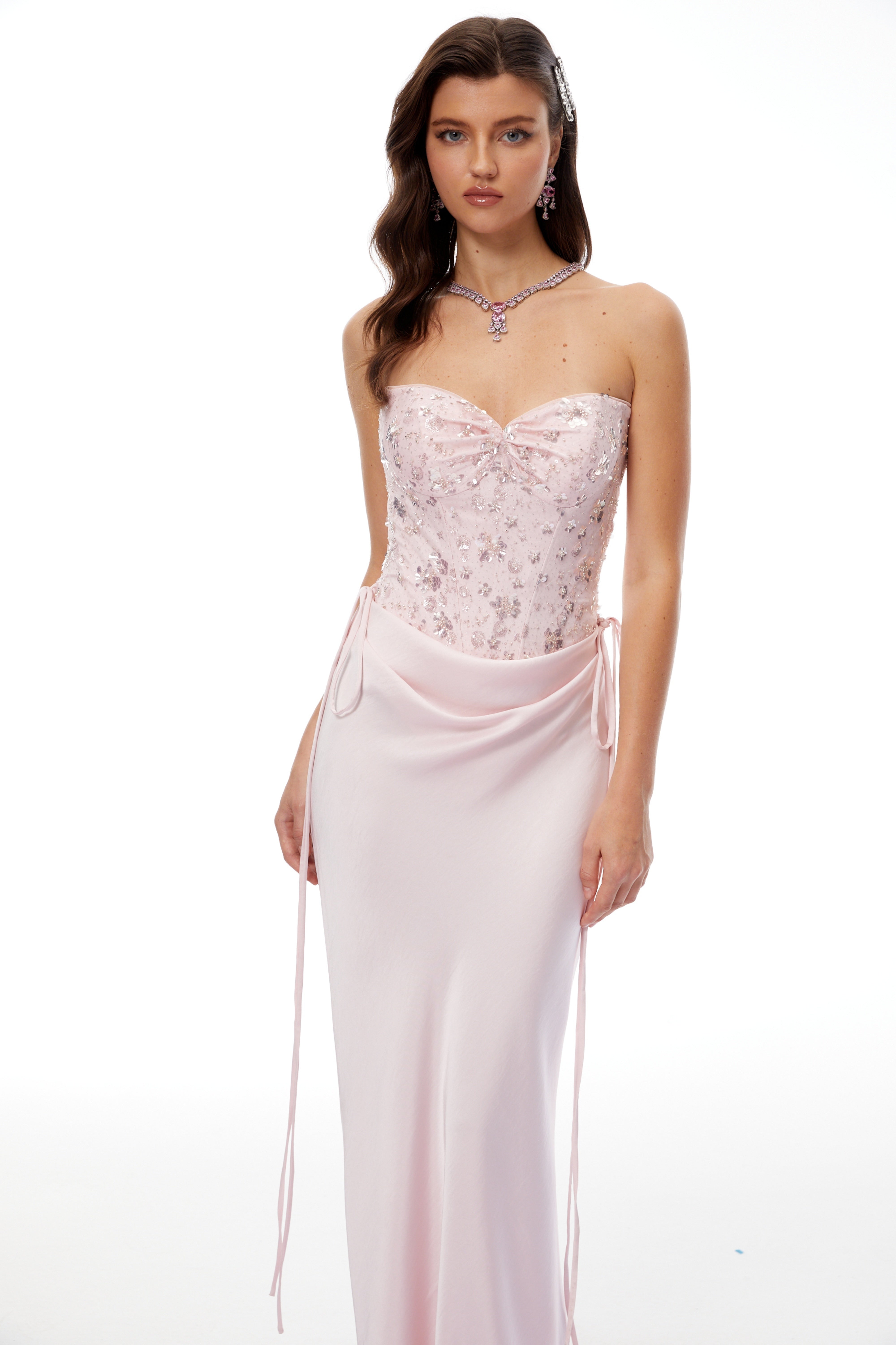 Corseted Bodysuit & Satin Skirt Set