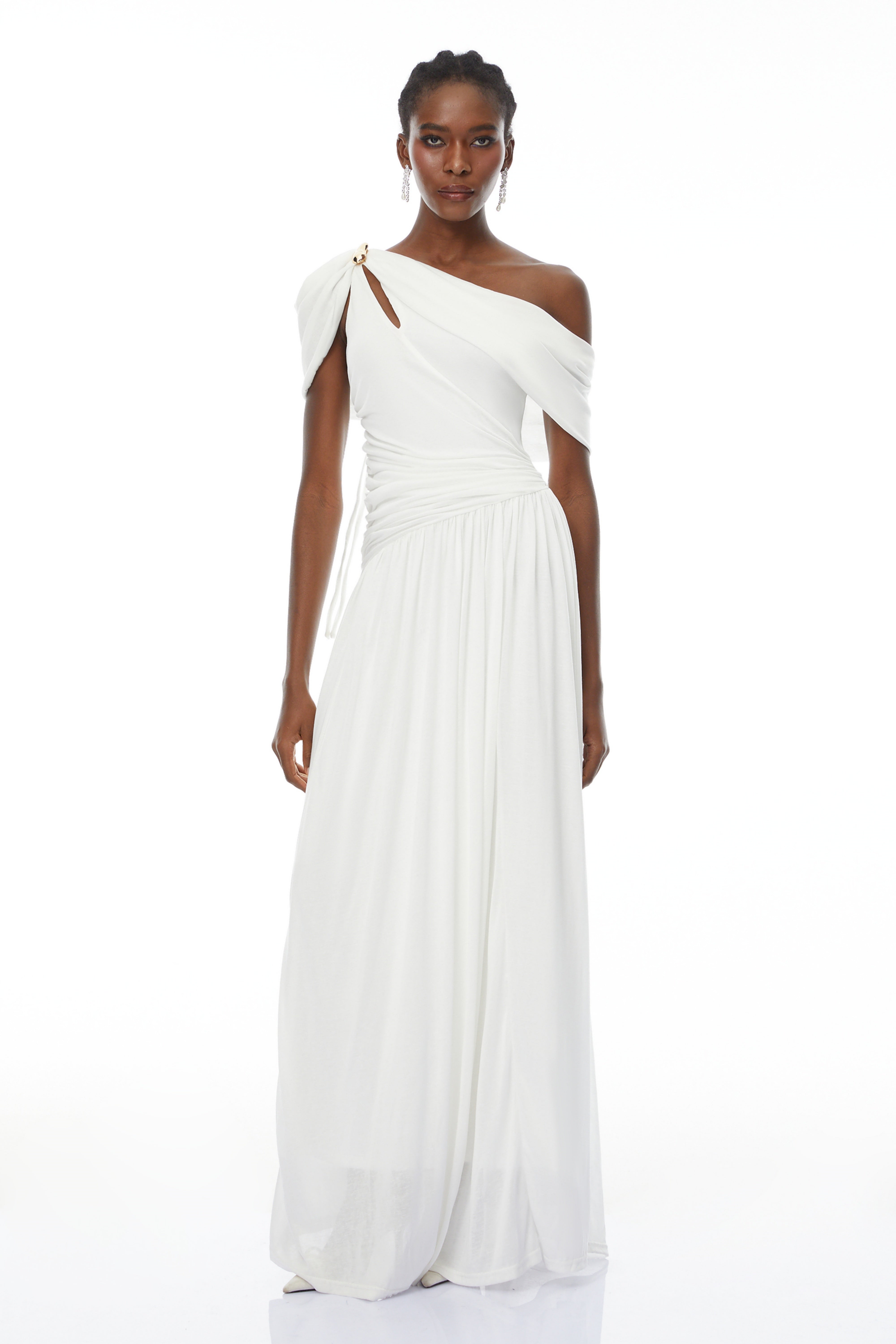 Draped One-shoulder Dress