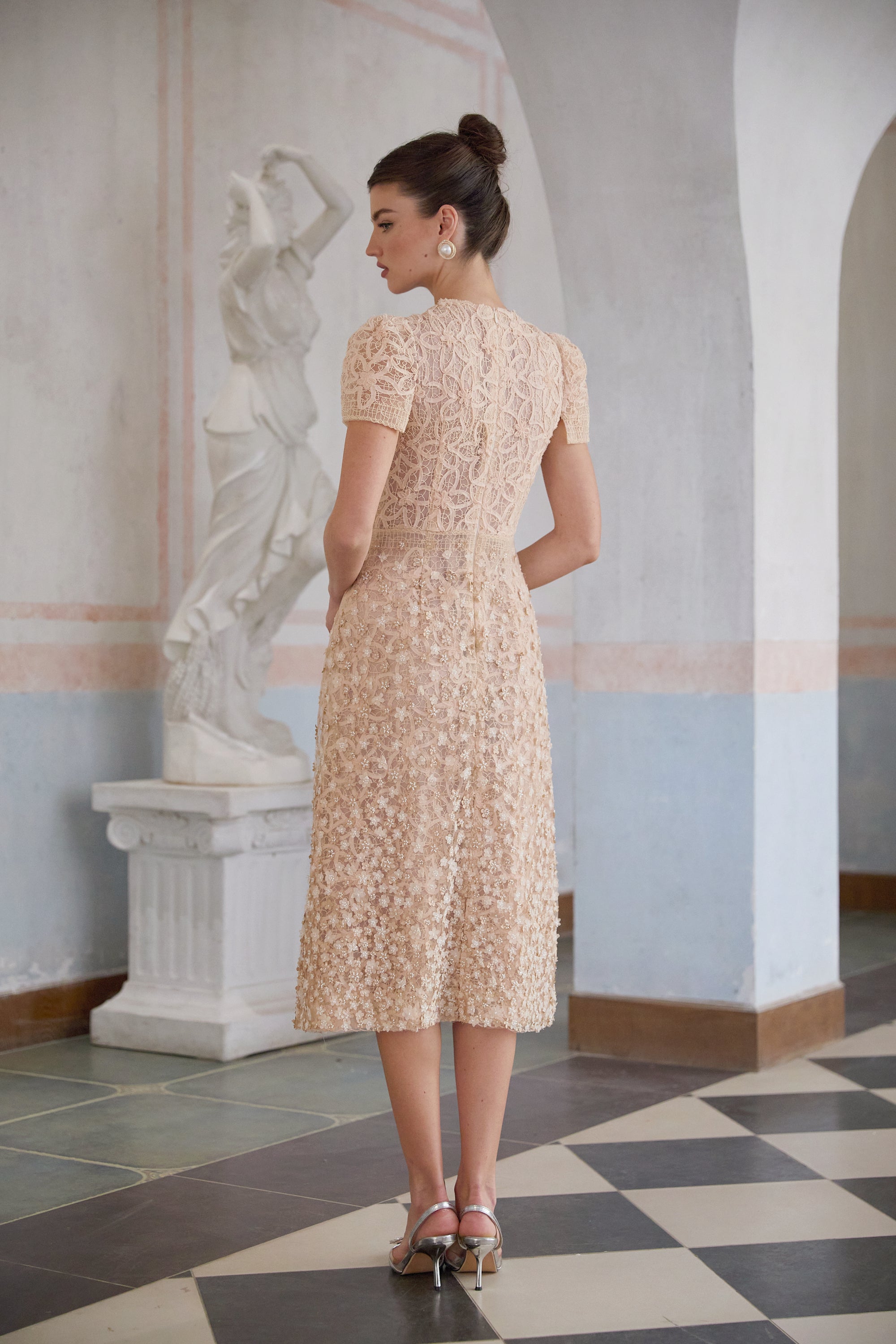 Bérengère Neutrals Faux-flower Crochet Midi Dress (Final Sale-US Only)