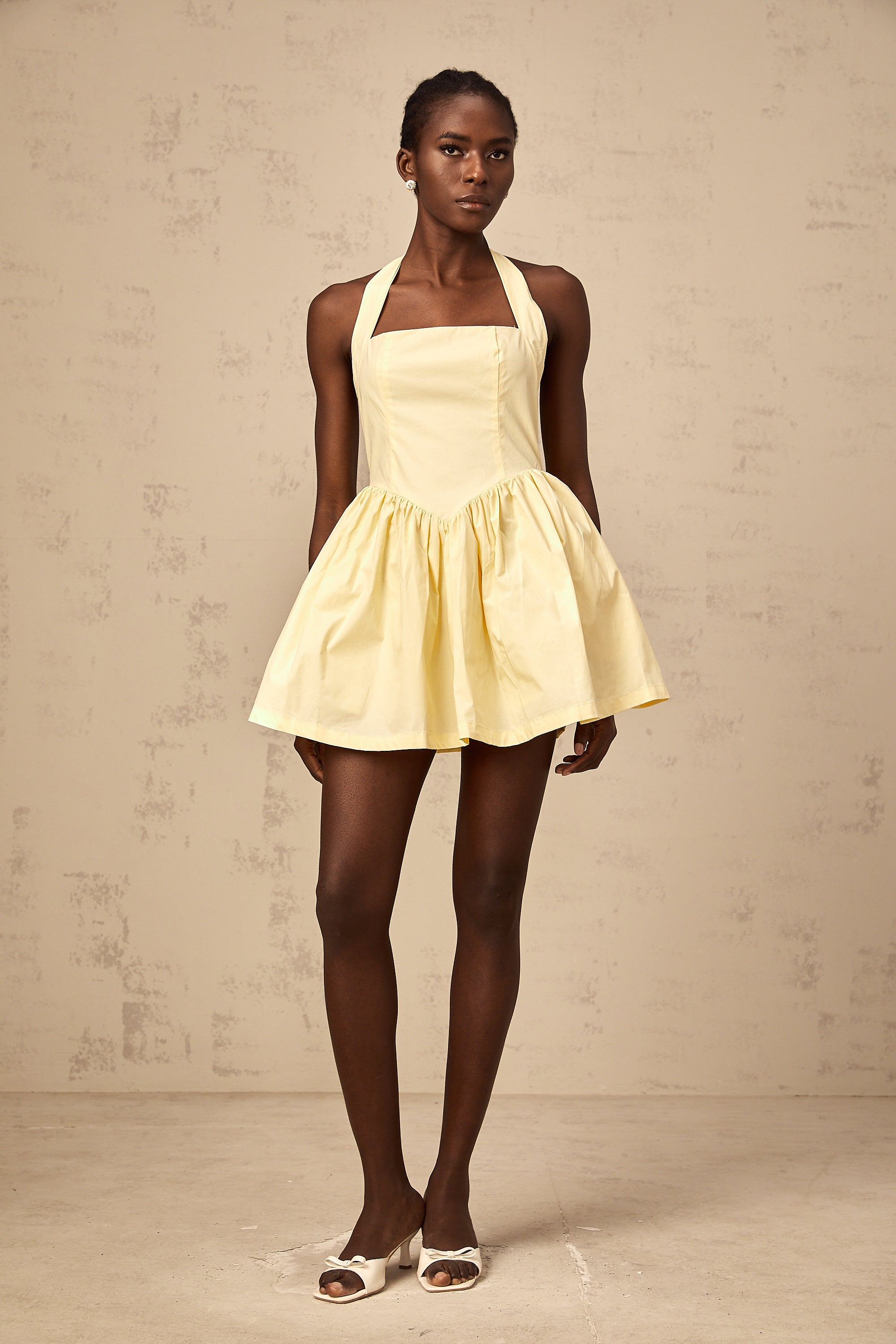 Chloé yellow halterneck flared mini dress(Final Sale)