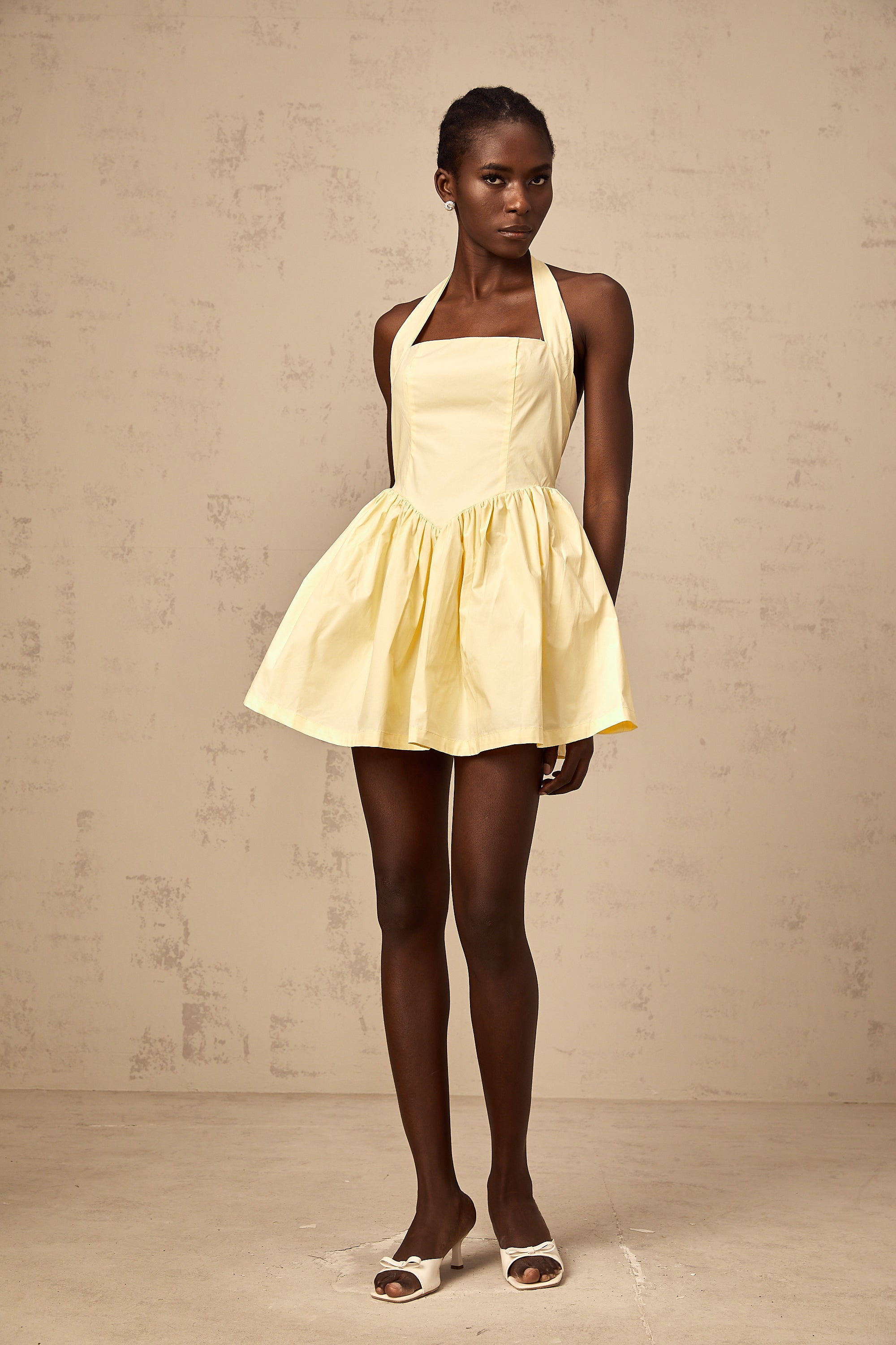 Chloé yellow halterneck flared mini dress(Final Sale)