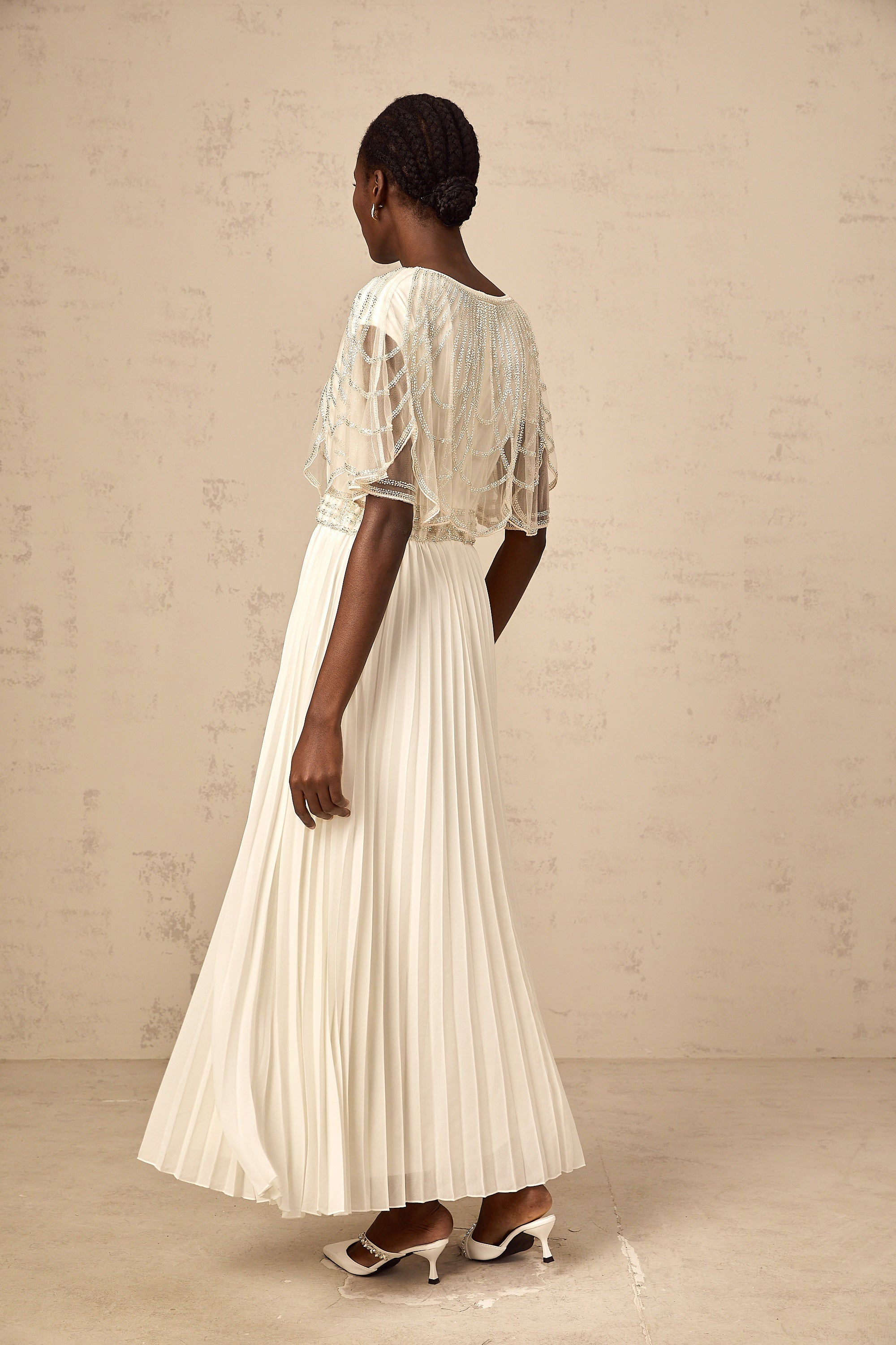 Xénia white crystal-embellished pleated maxi dress (Final Sale)