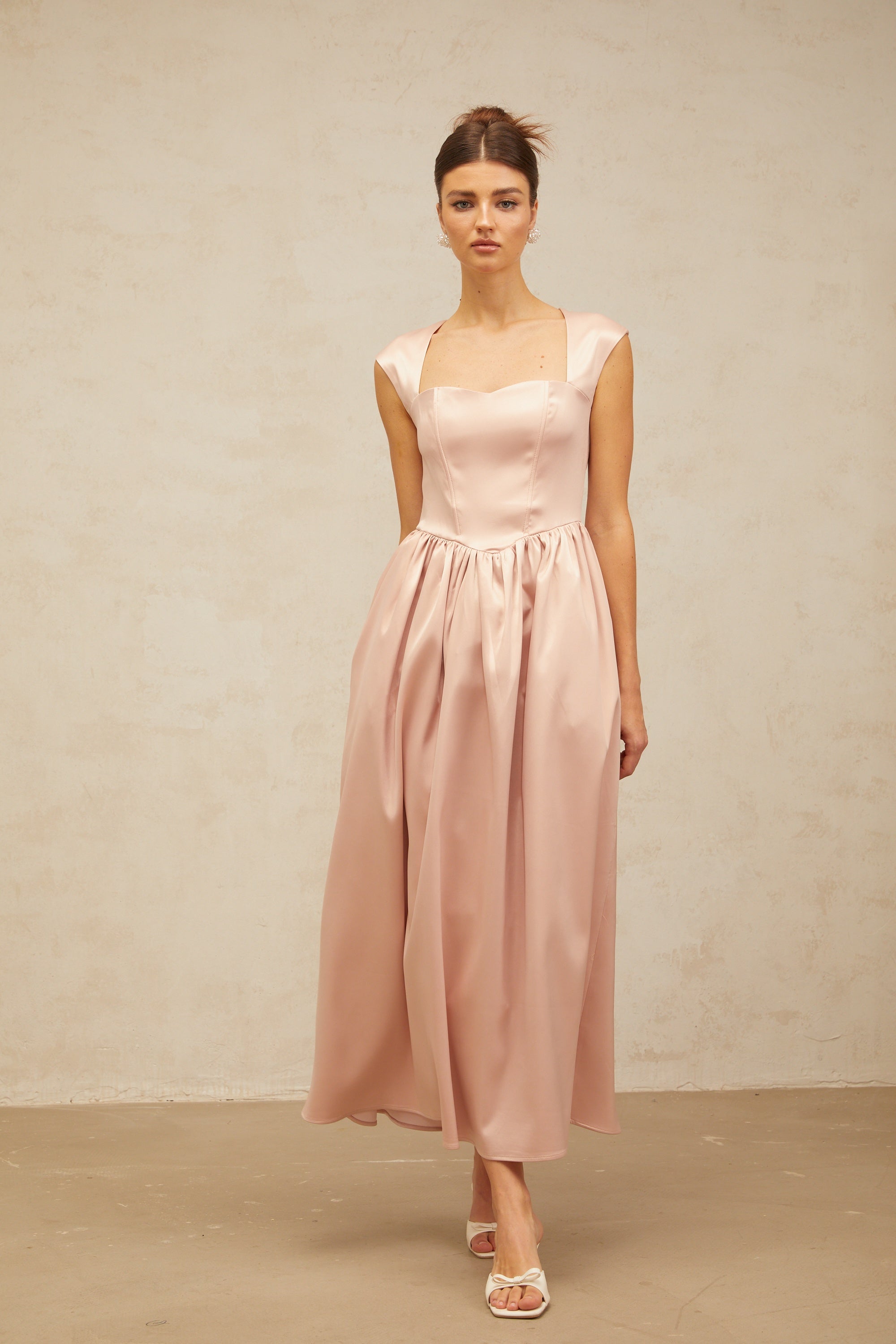 Madeleine pink A-line satin midi dress (Final Sale-US Only)
