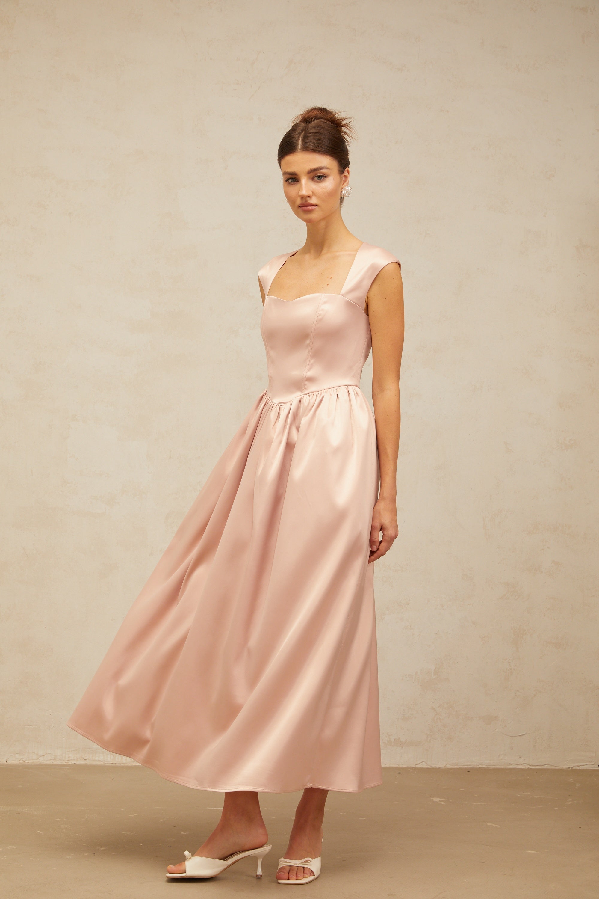 Madeleine pink A-line satin midi dress (Final Sale-US Only)