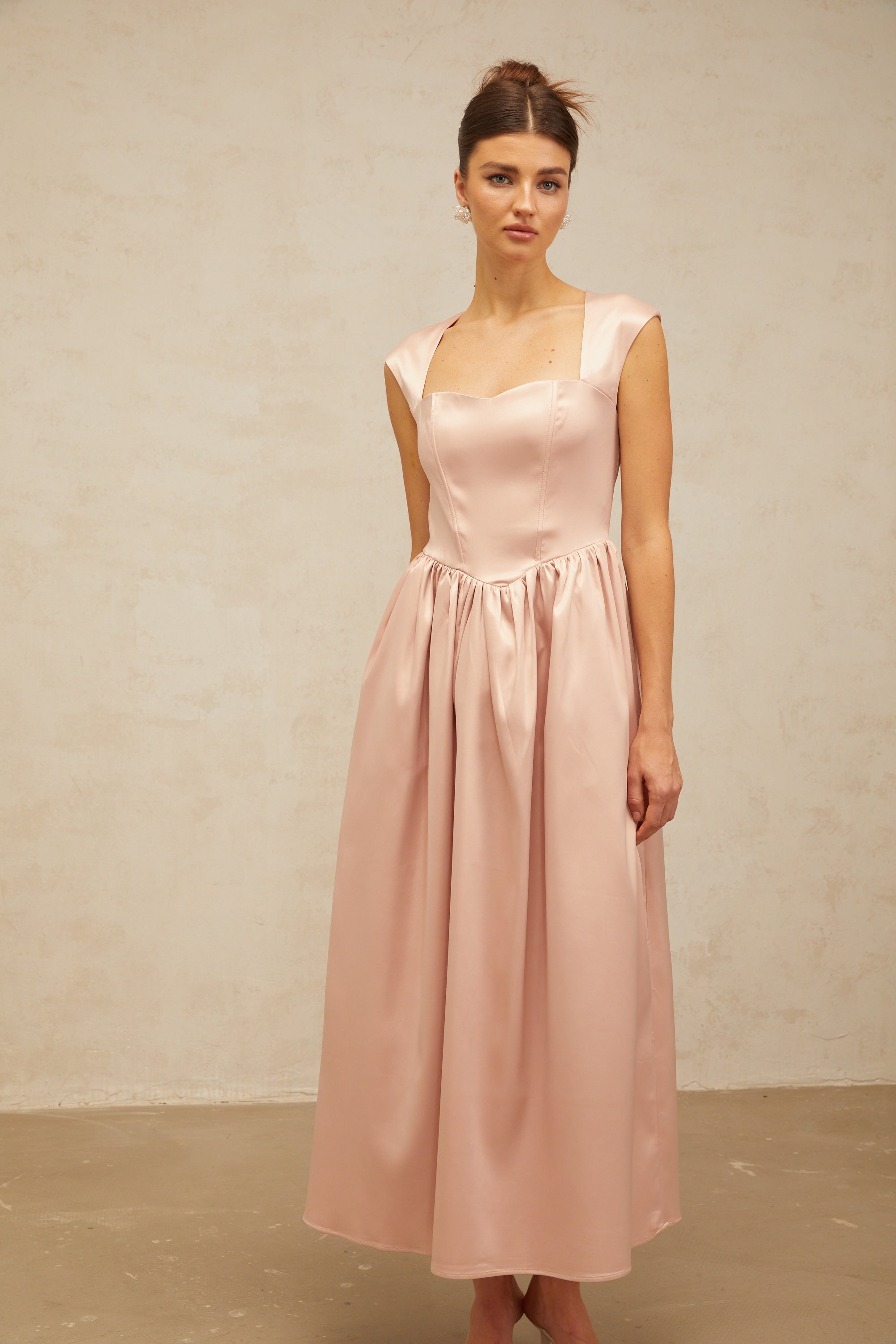 Madeleine pink A-line satin midi dress (Final Sale-US Only)