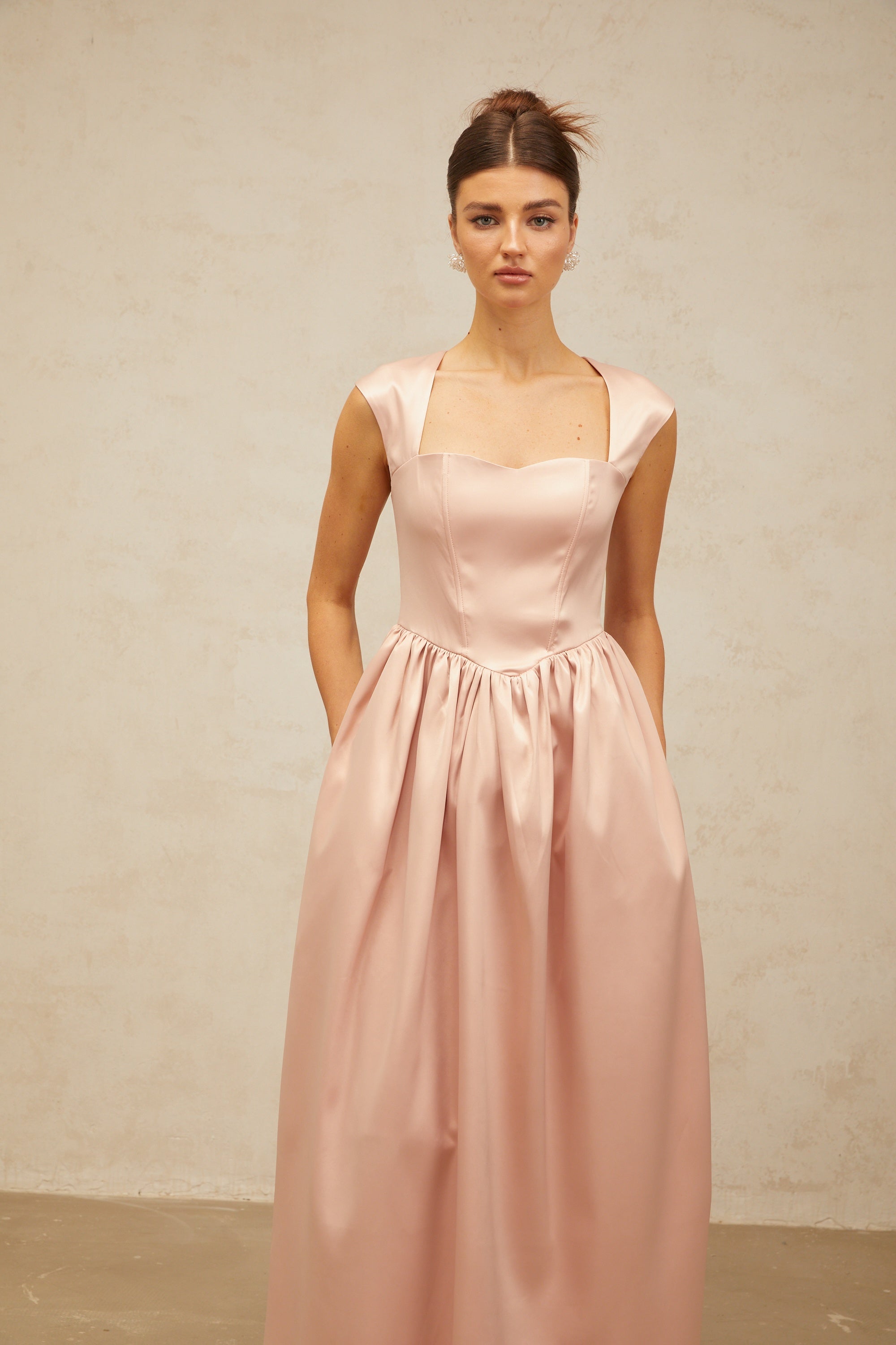 Madeleine pink A-line satin midi dress (Final Sale-US Only)
