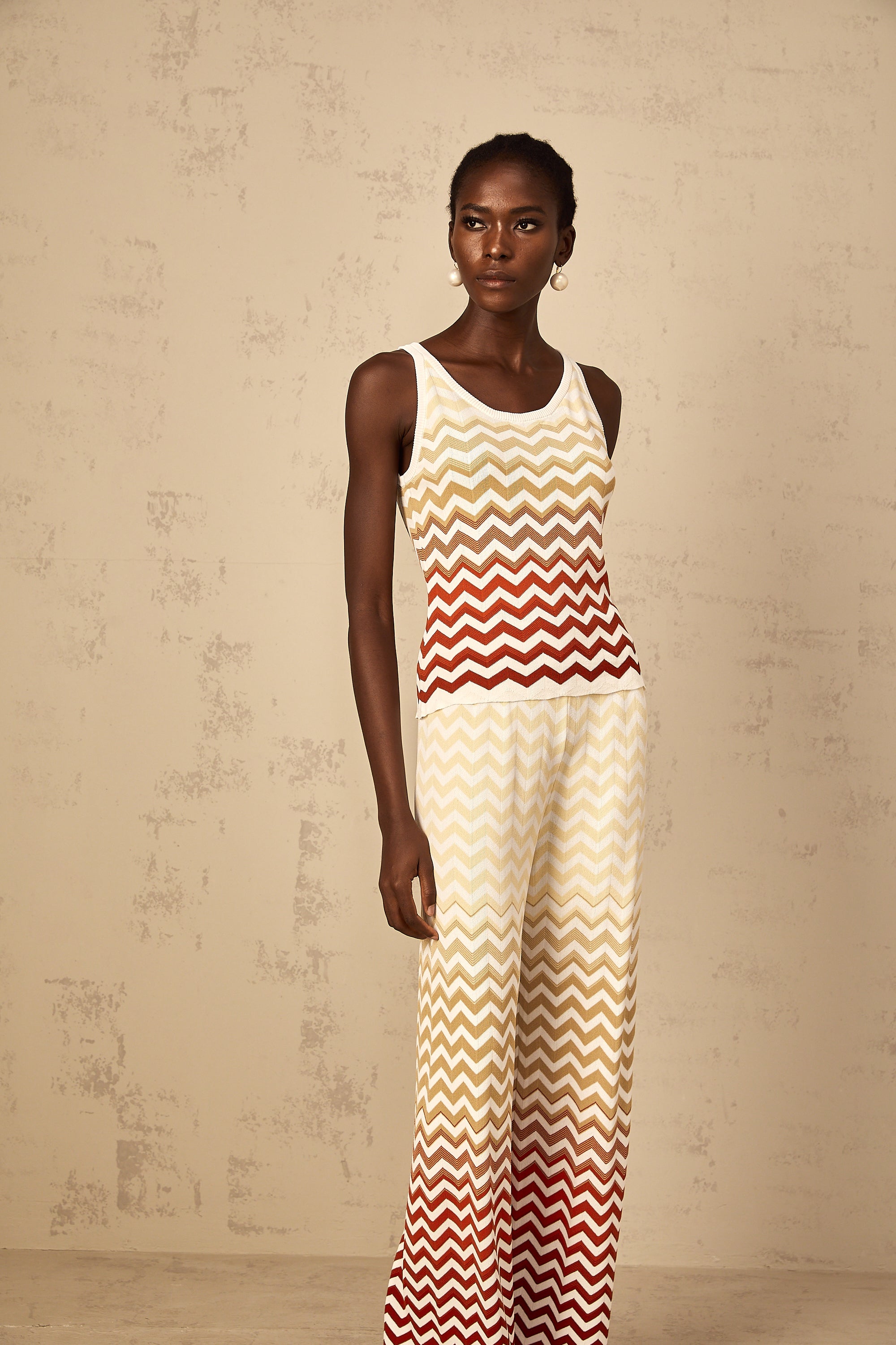 Isabelle Yellow Zigzag Knit Matching Set (Final Sale-US Only)