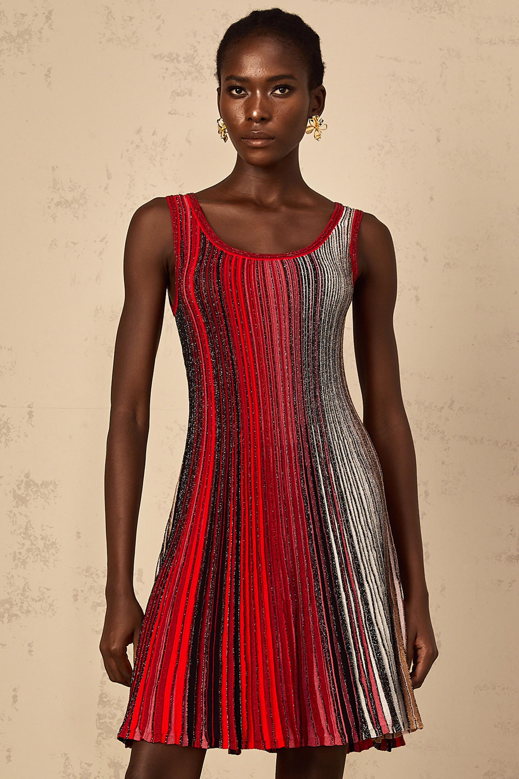 Amaryllis Red Sequin Striped Knit Mini Dress (Final Sale-US Only)