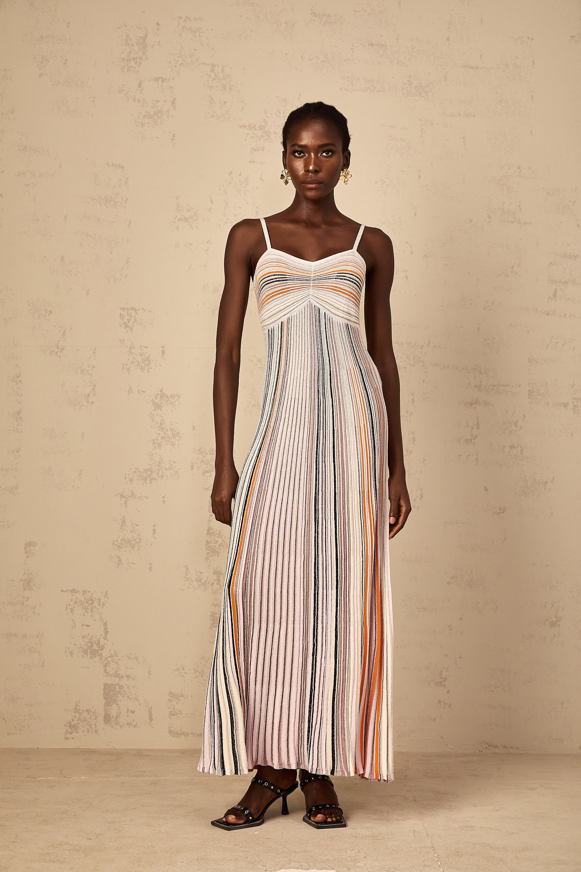 Bruyère Neutral Sequin Striped Knit Maxi Dress (Final Sale-US Only)