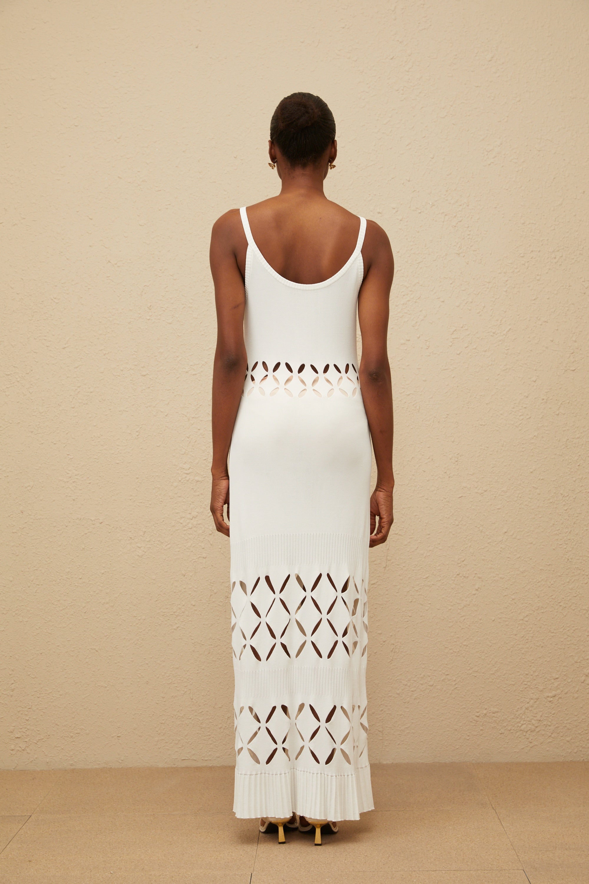 Blanche White Cutout Knit Maxi Dress (Final Sale-US Only)