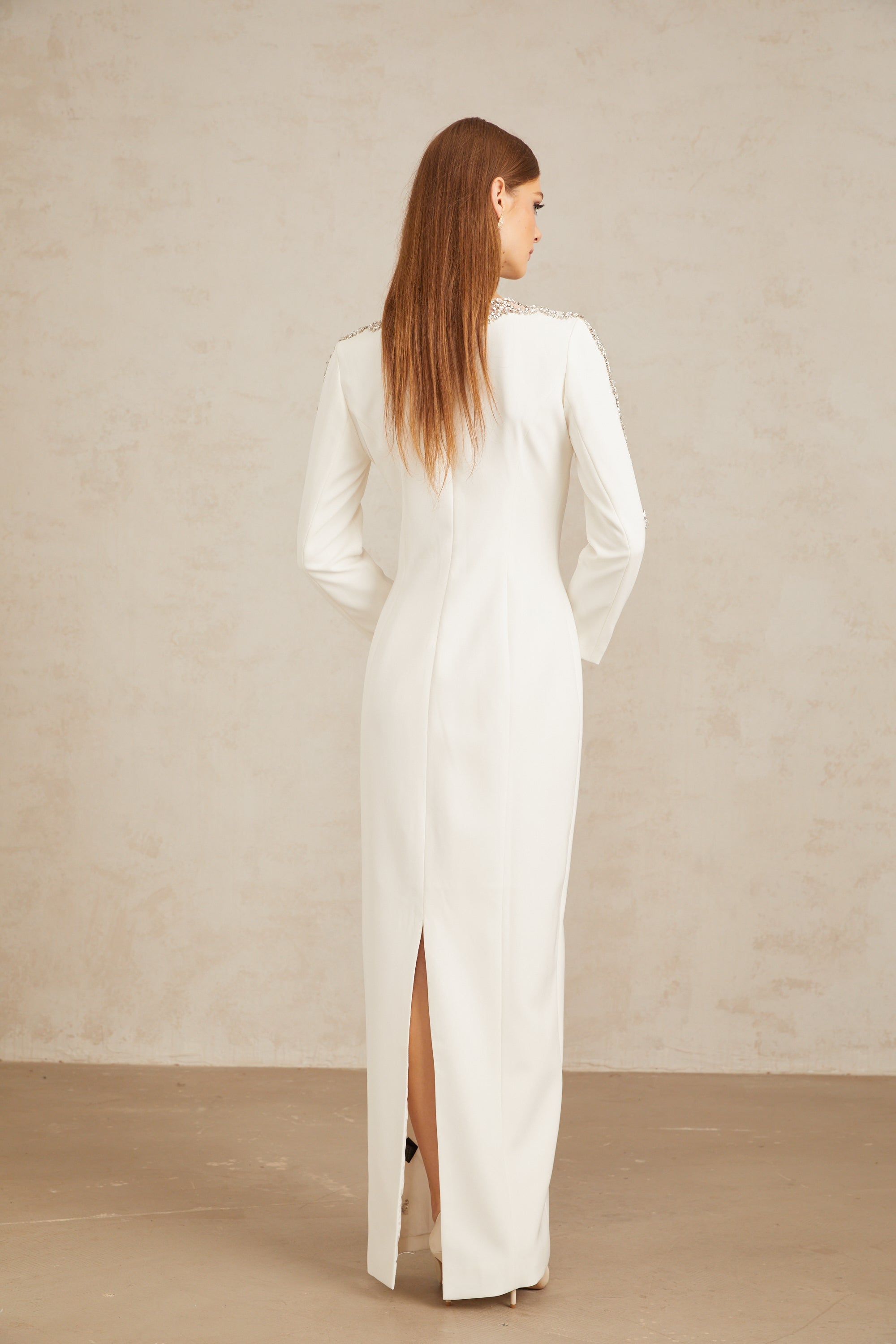 Freja White Crystal Embellished Maxi Gown (Final Sale-US Only)