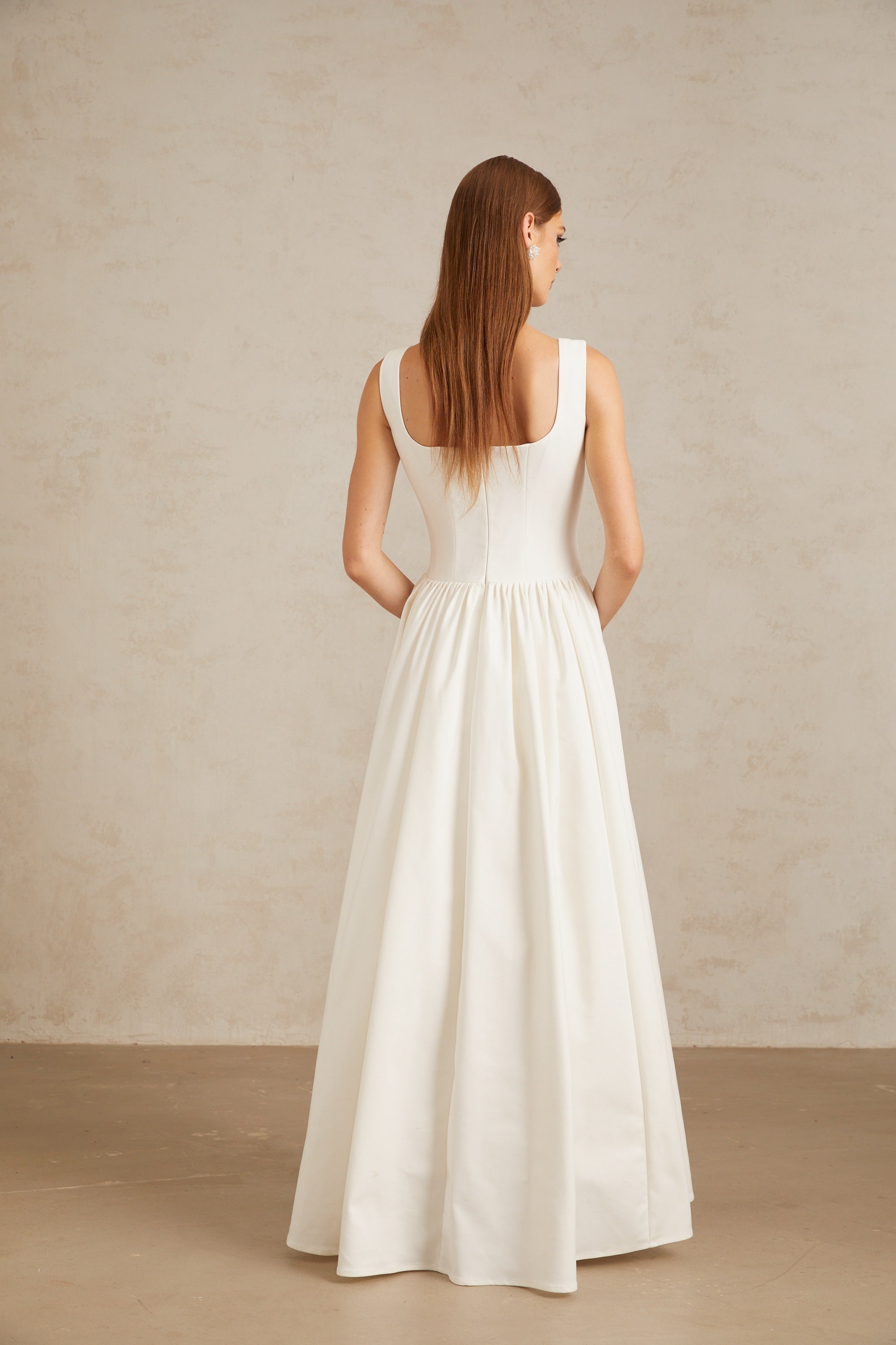Robe longue plissée style corset Sadie White (Vente définitive)