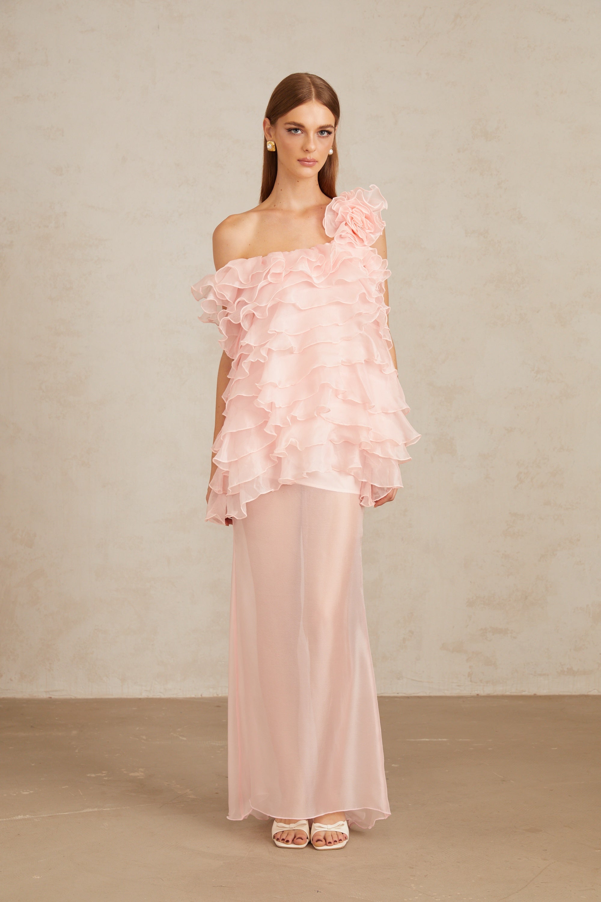 Rosalie Pink Layered Ruffled Floral Dress & Skirt Set (Final Sale)