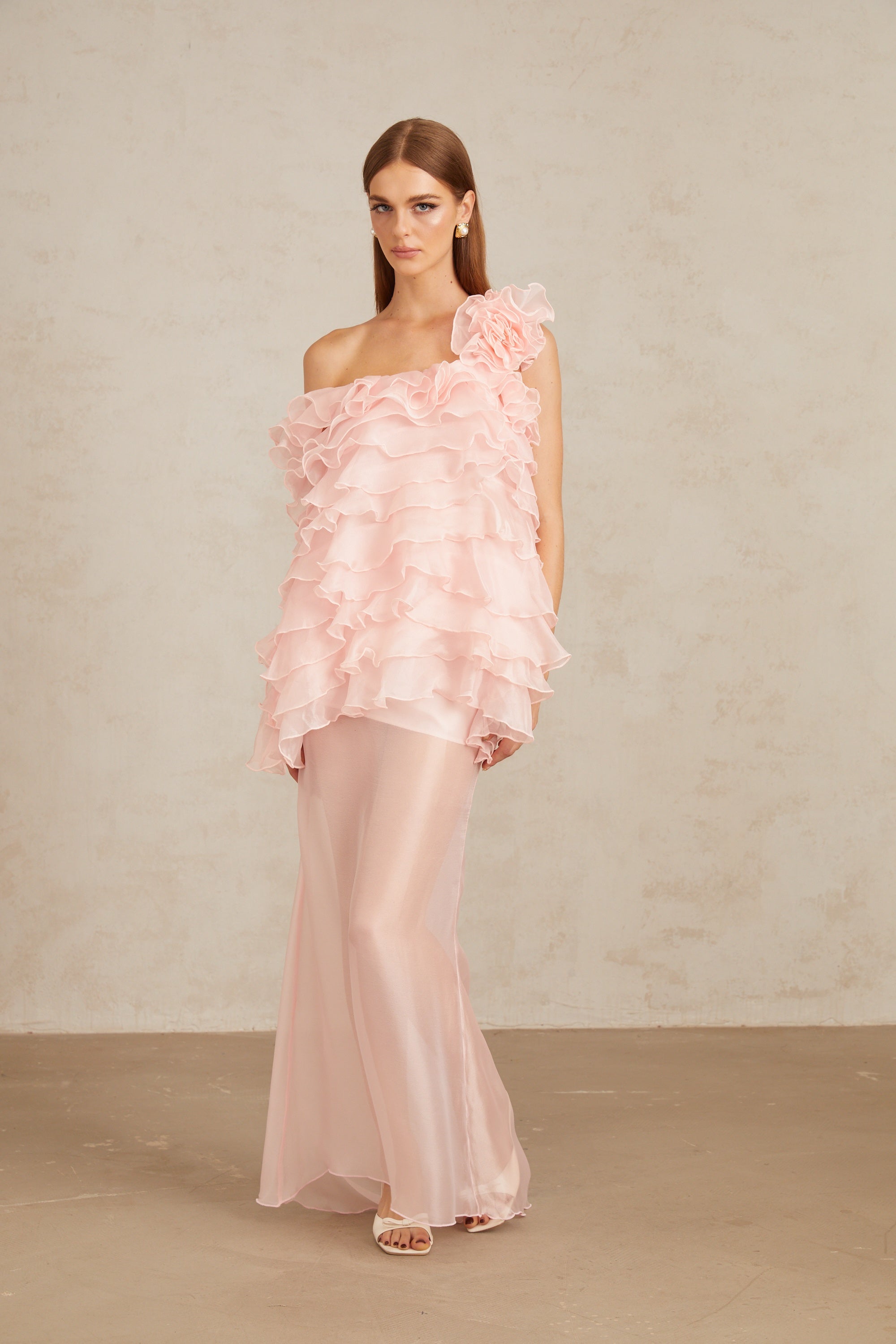 Rosalie Pink Layered Ruffled Floral Dress & Skirt Set (Final Sale)