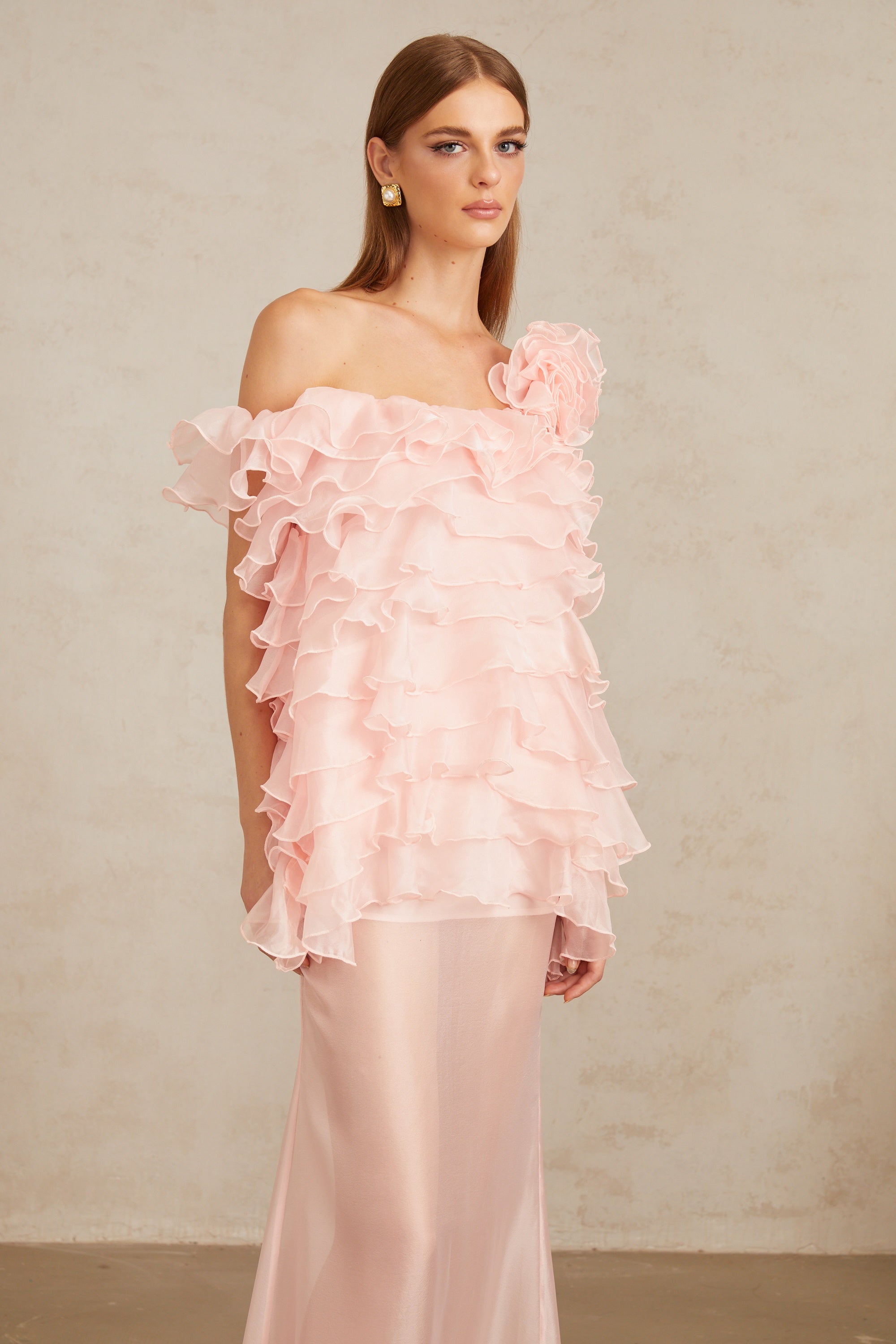 Rosalie Pink Layered Ruffled Floral Dress & Skirt Set (Final Sale)