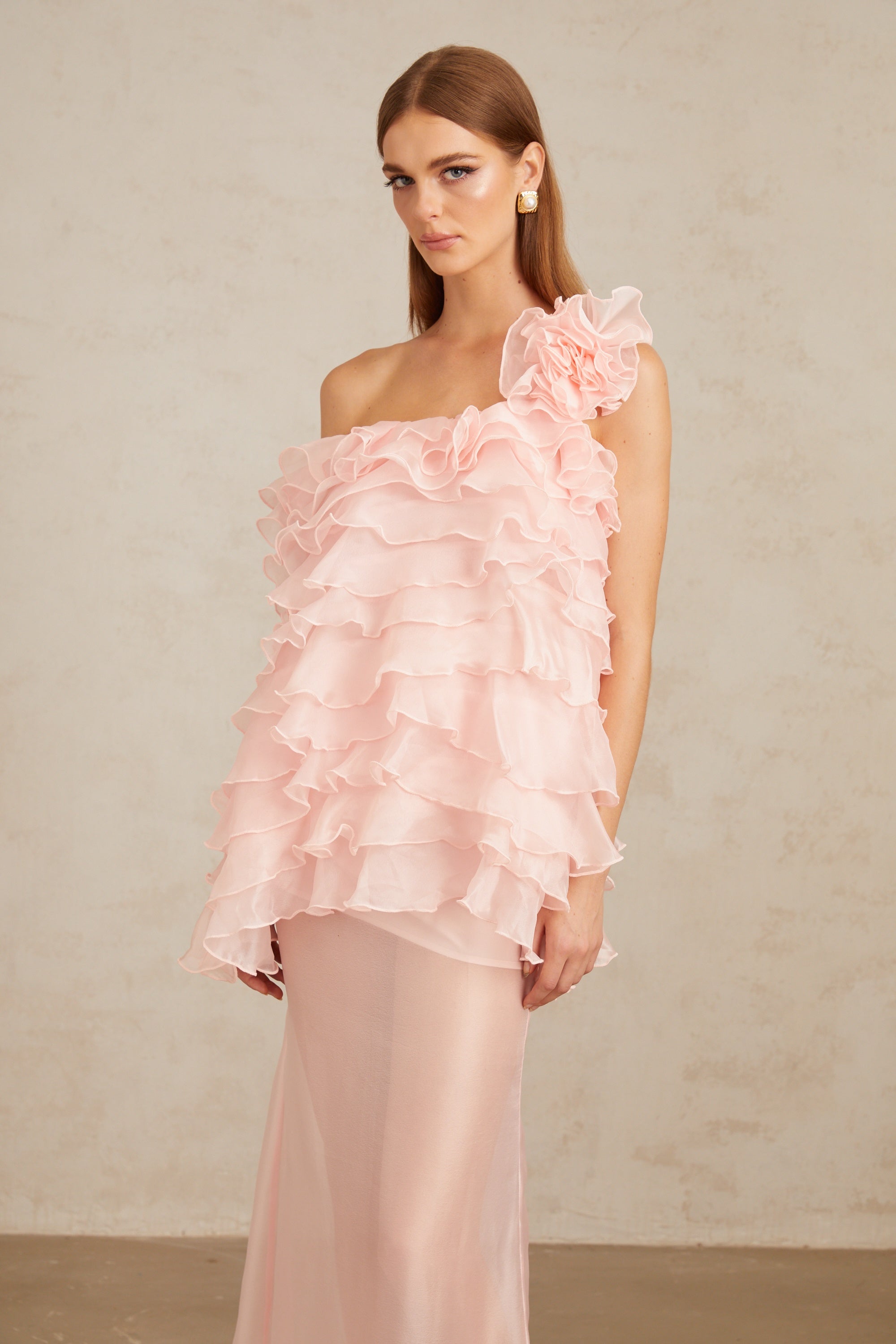 Rosalie Pink Layered Ruffled Floral Dress & Skirt Set (Final Sale)
