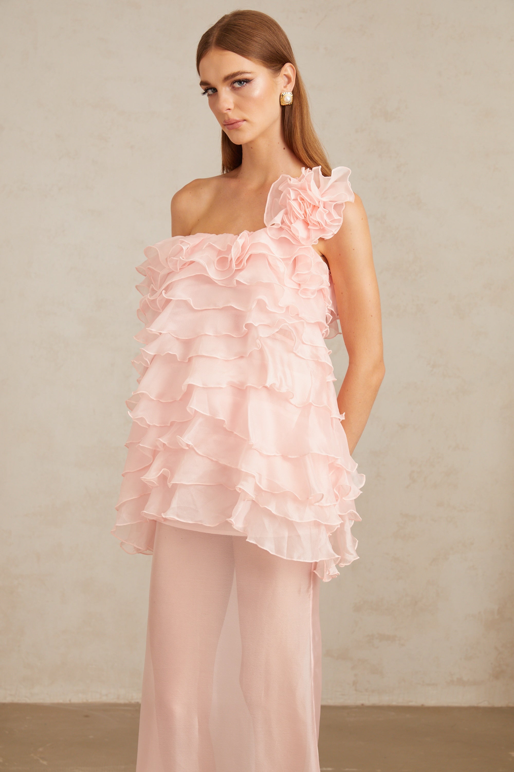 Rosalie Pink Layered Ruffled Floral Dress & Skirt Set (Final Sale)
