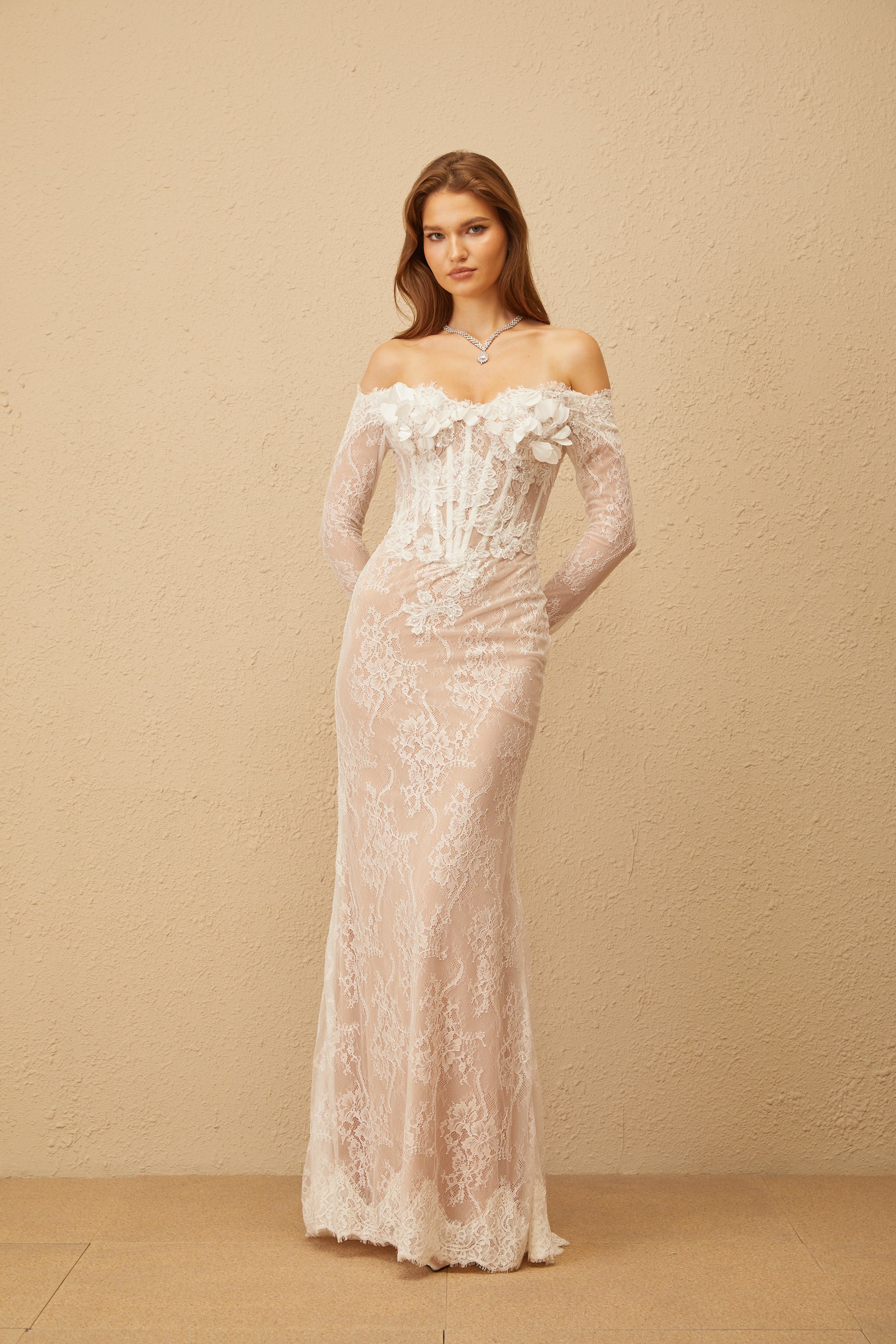 Carmen White Embellished Floral Lace Maxi Dress (Final Sale-US Only)