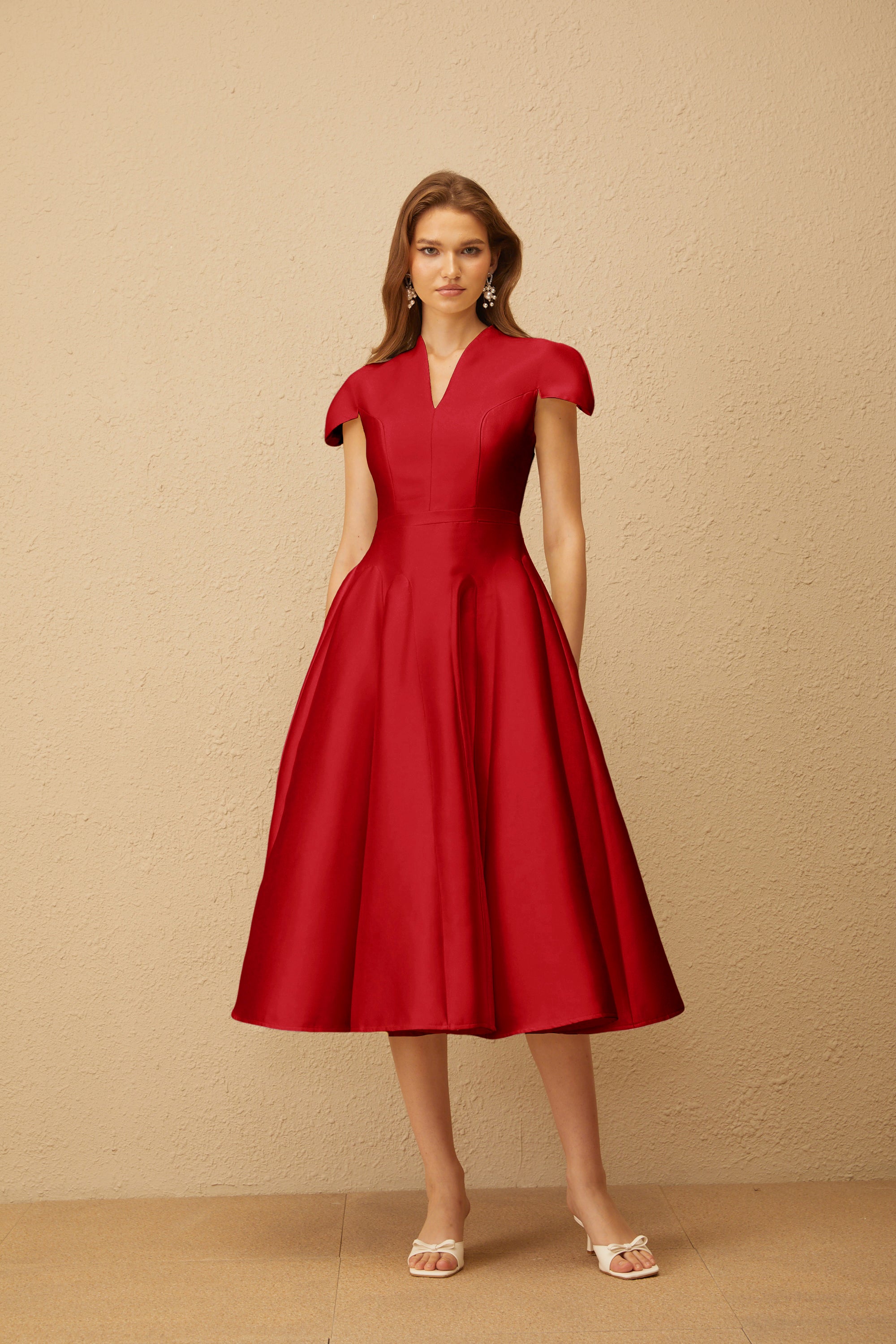 Robe midi Aventin Red Godet Design