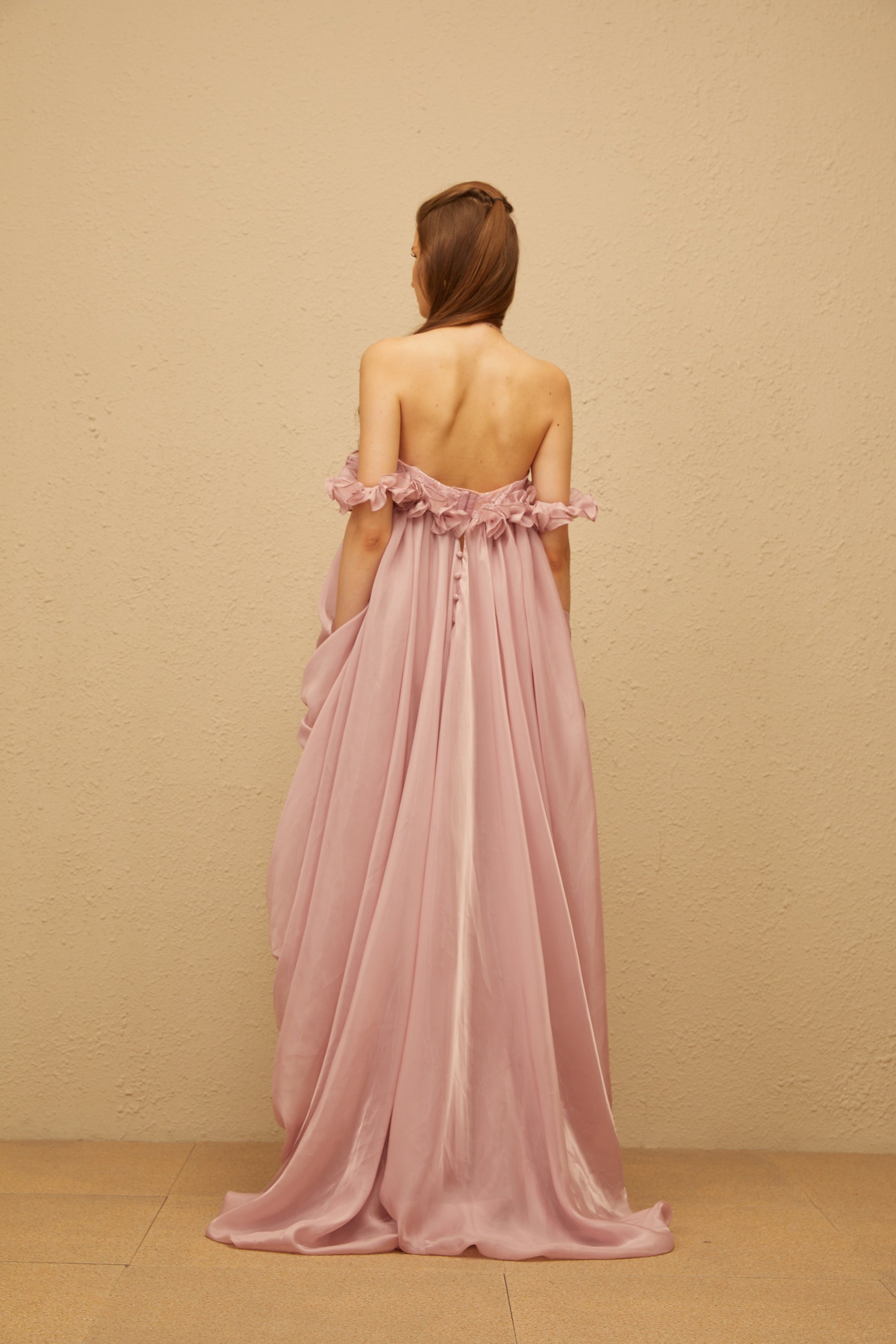 Mini-robe rose brillante à ourlet bouffant