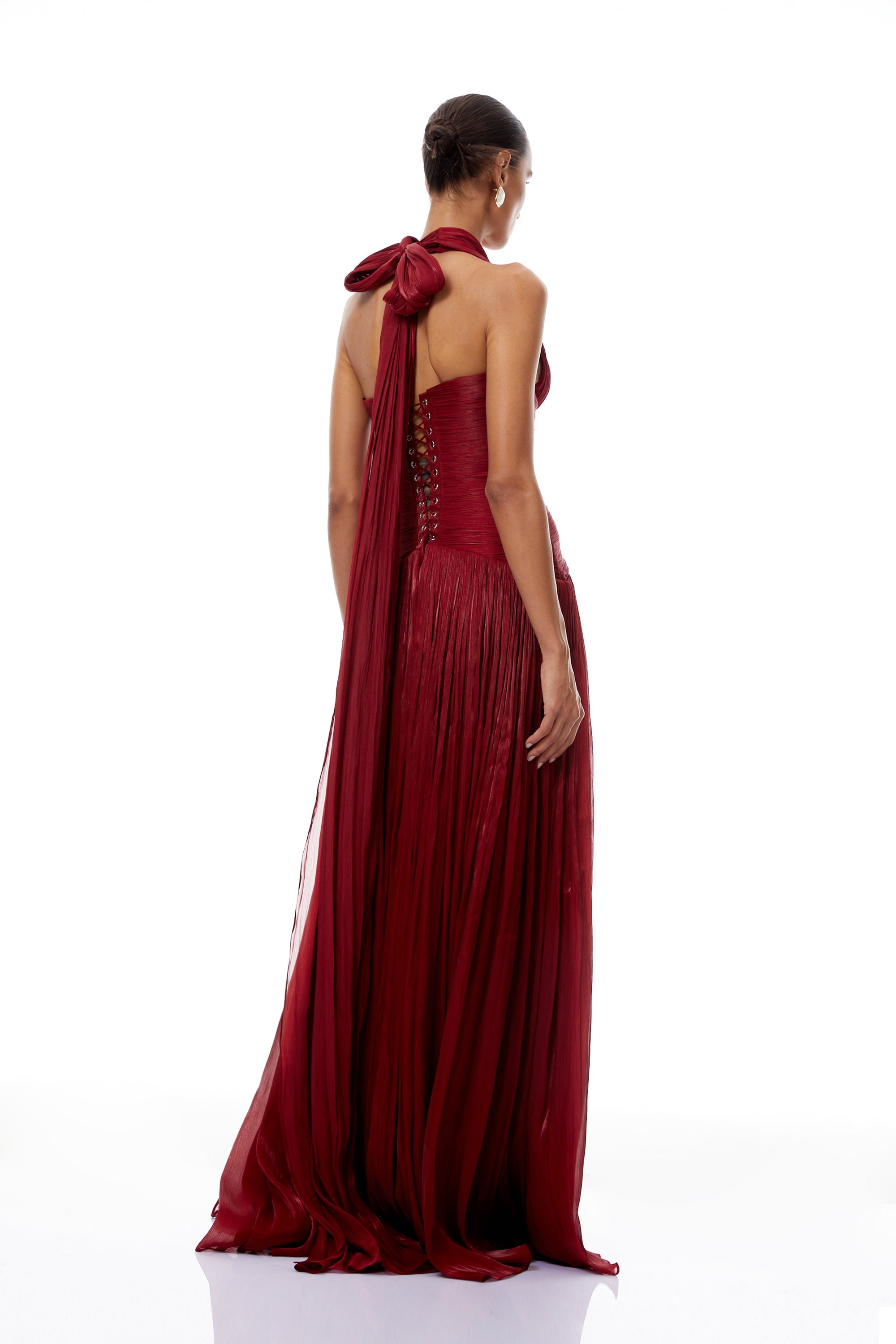Robe longue froncée Uranie Red