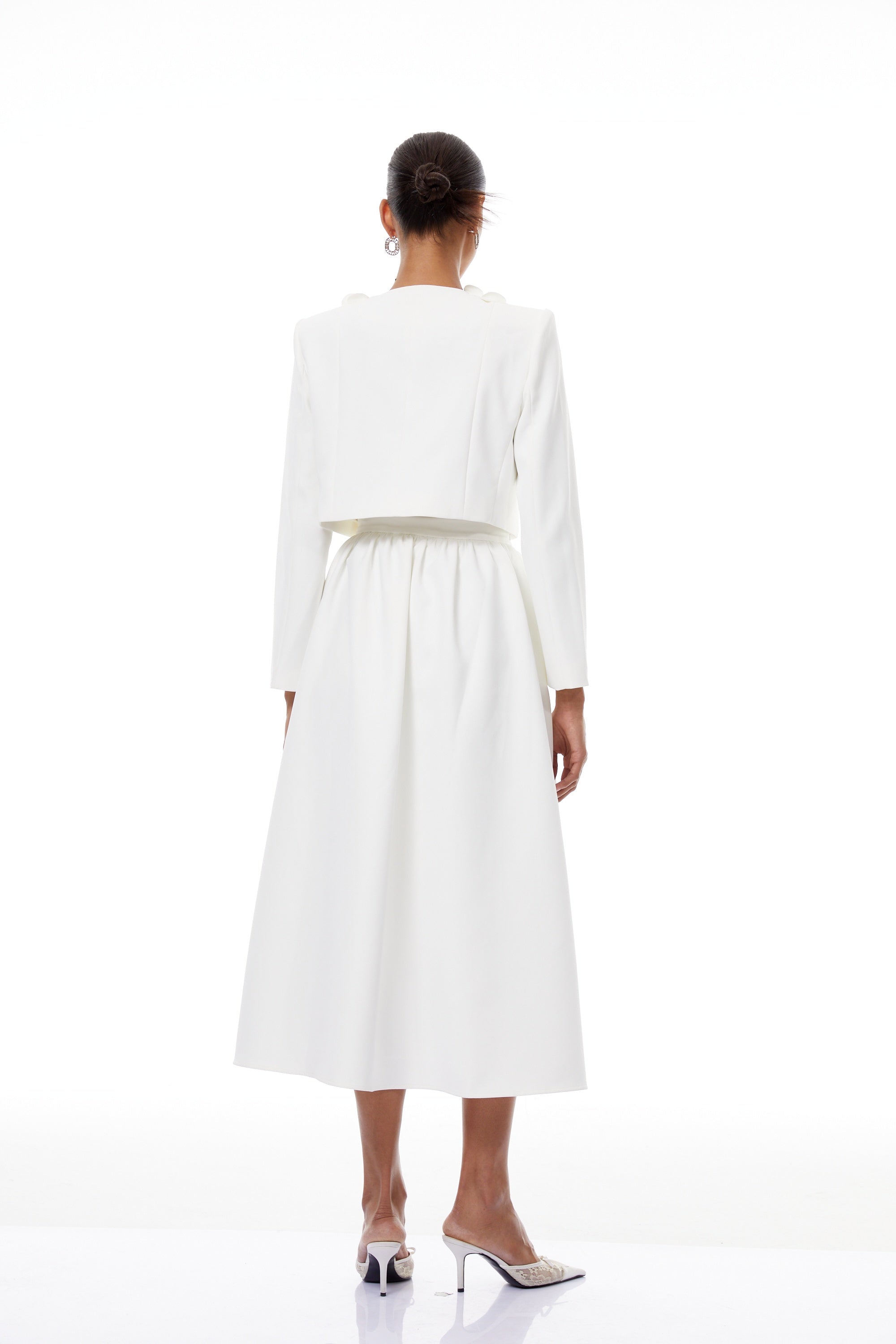 Élodie White Floral Appliqué Jacket & Skirt Set (Final Sale-US Only)