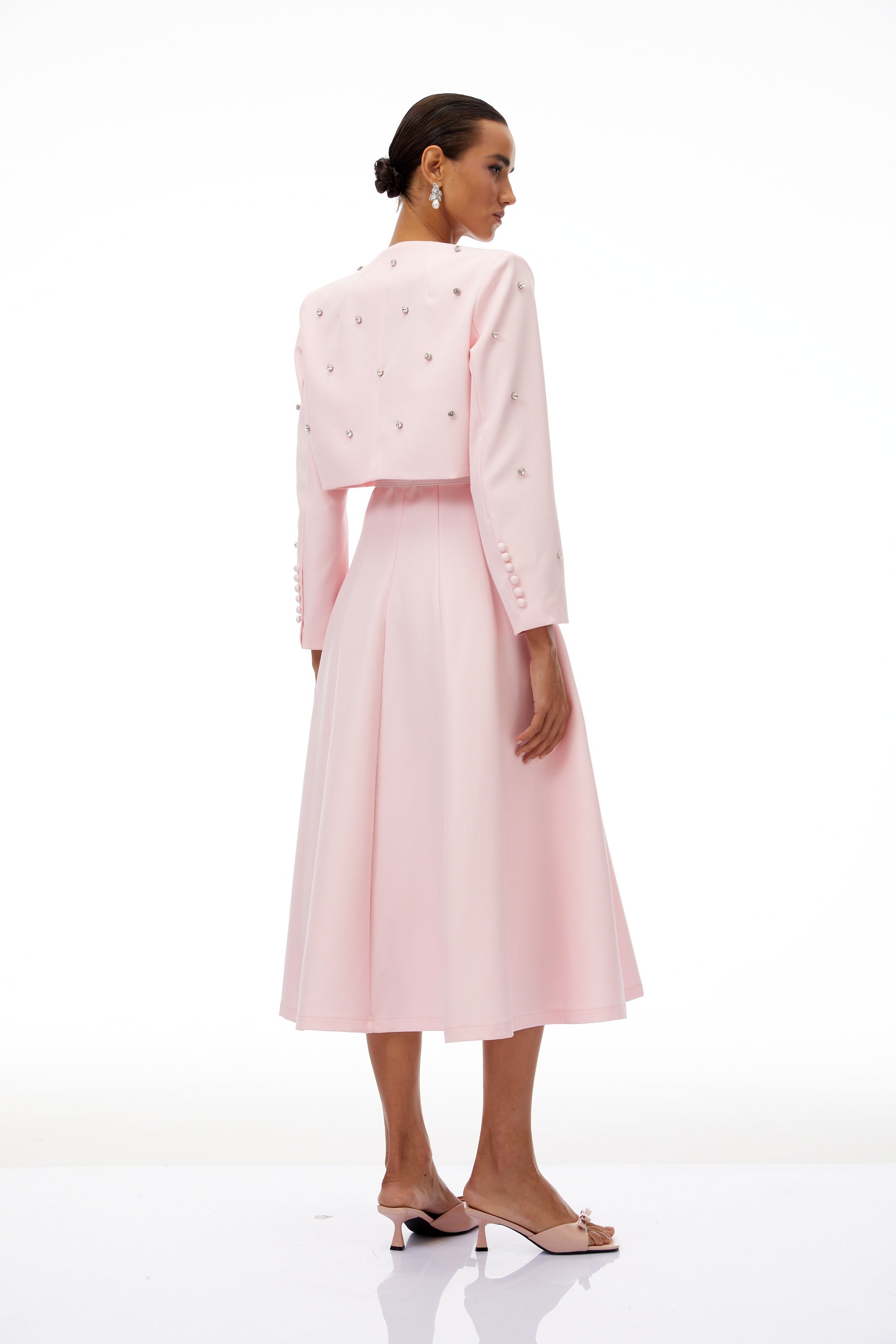 Valéria Pink Crystal Embellished Jacket & Dress Set (Final Sale-US Only)