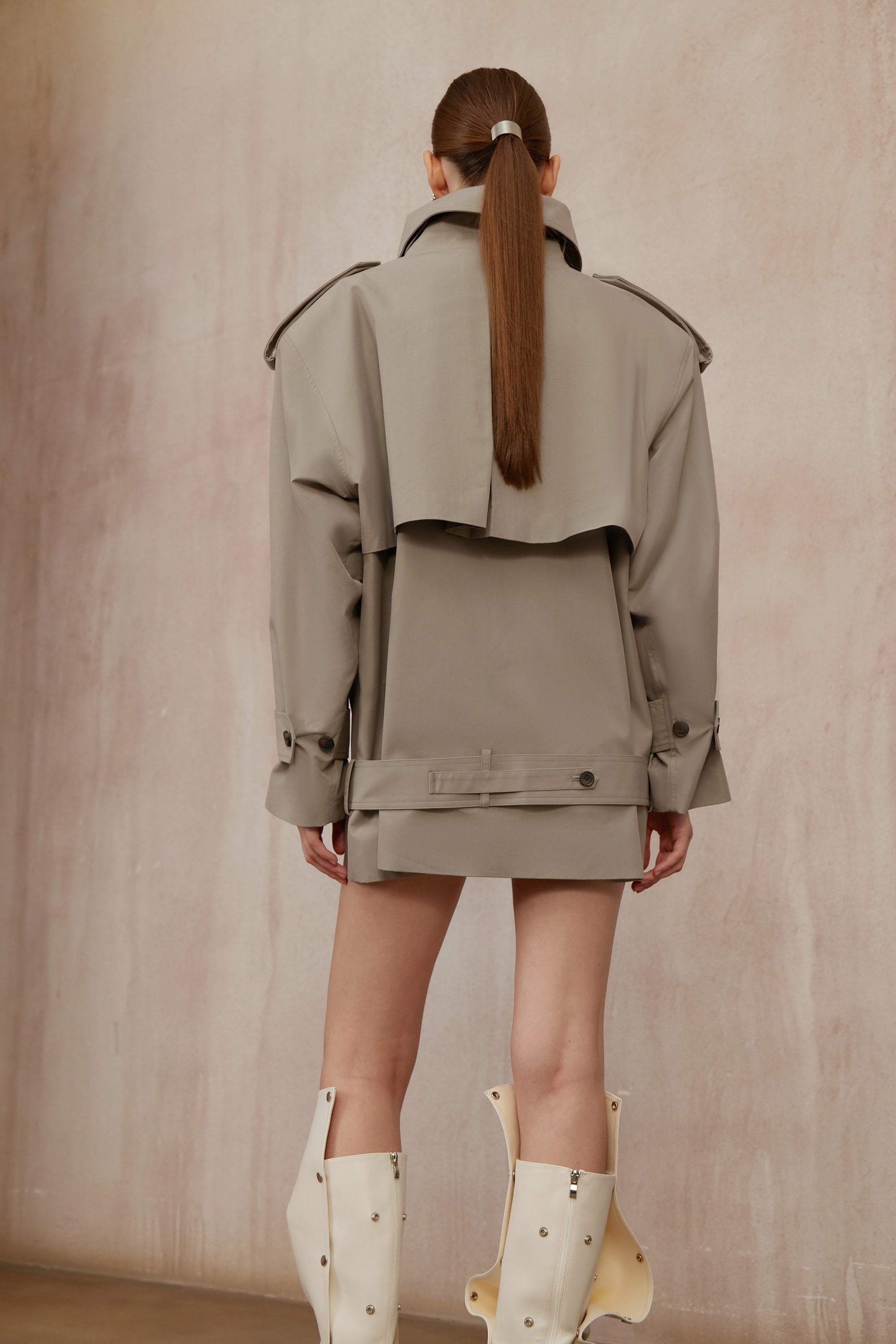 Trench-coat à double boutonnage et ceinture Mavis Grey