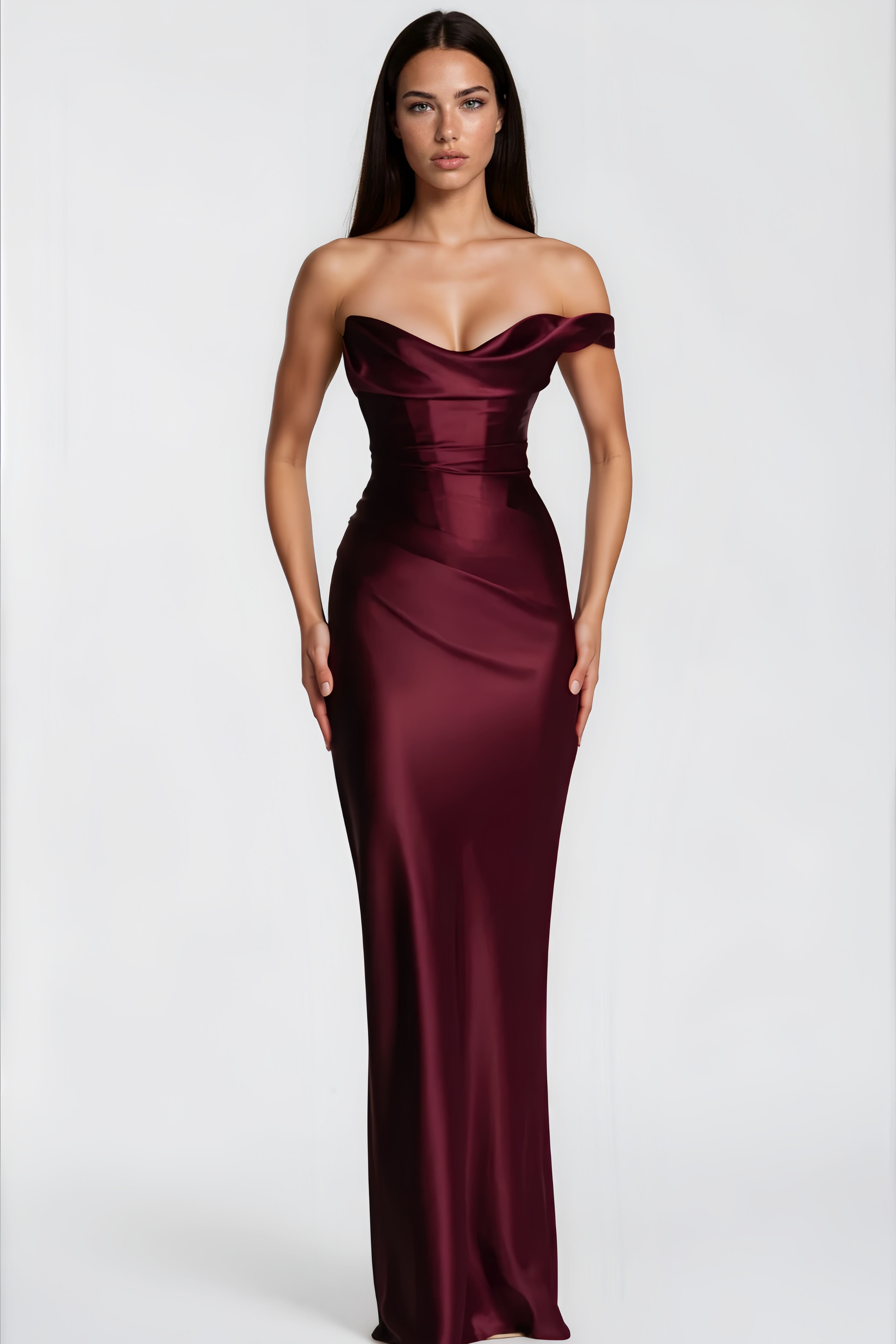 One-Shoulde Draped Satin Gown