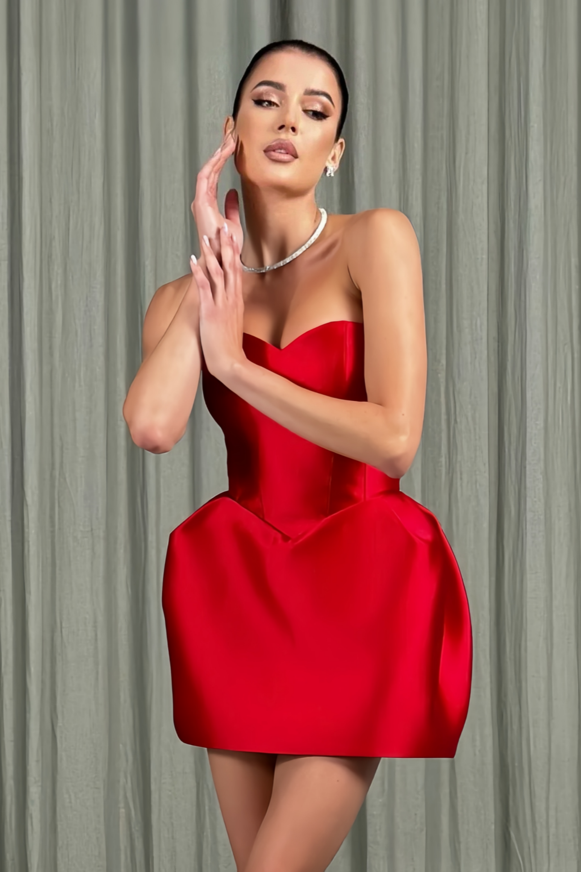 Red Off Shoulder Mini Dress