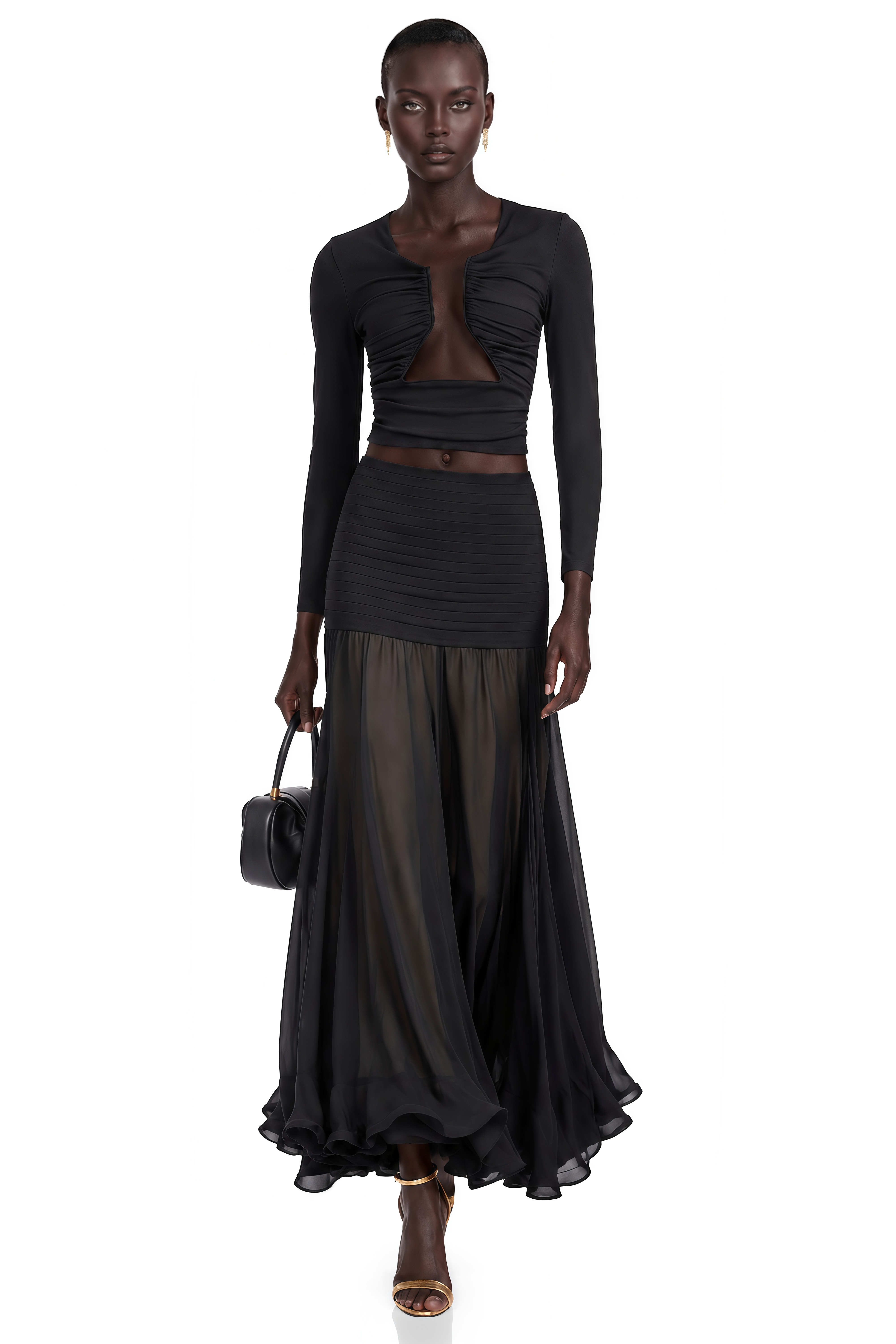 Anaïs Black Open-Front Gathered Top