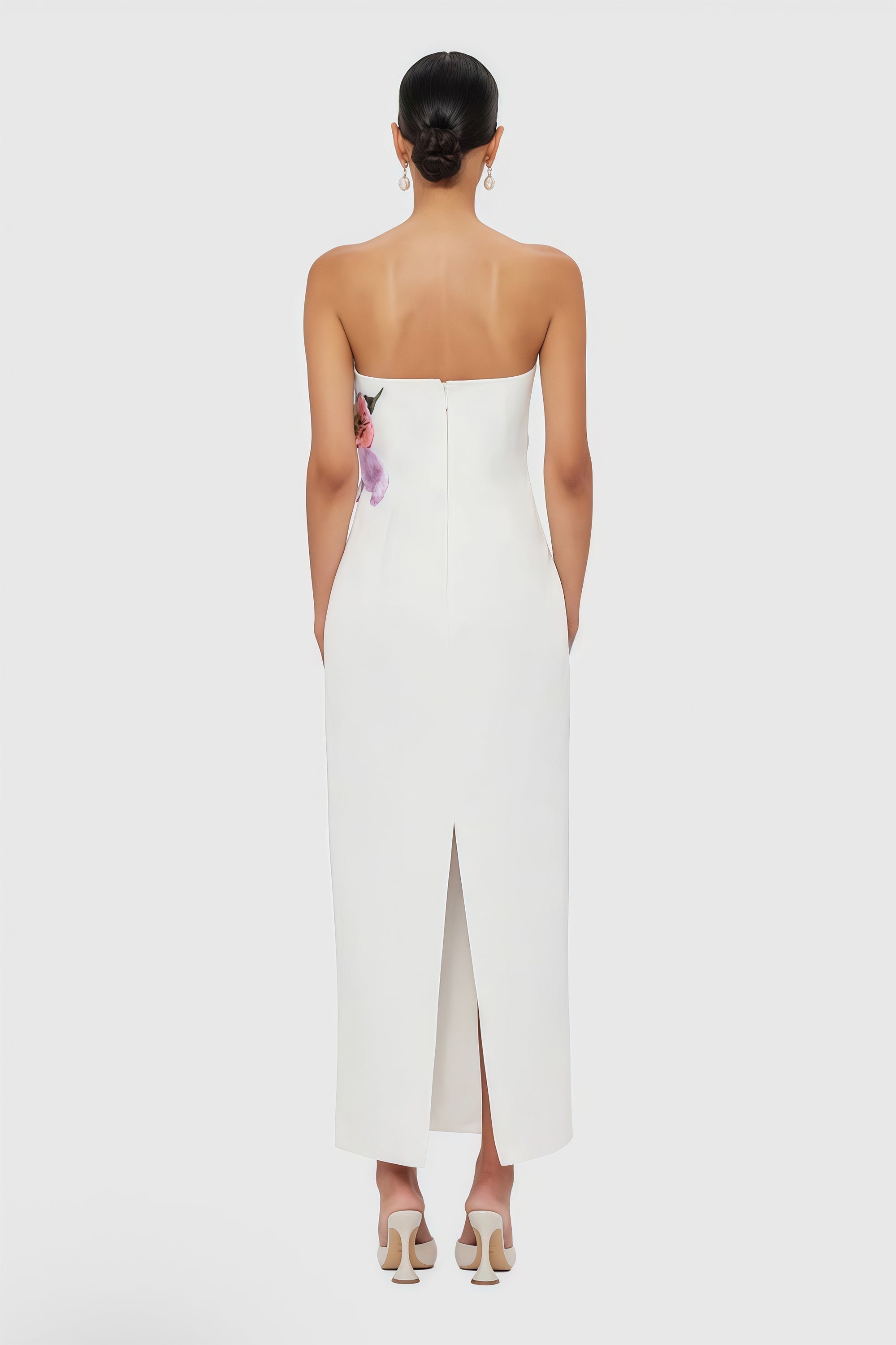 Floral-Appliqué Cocktail Dress