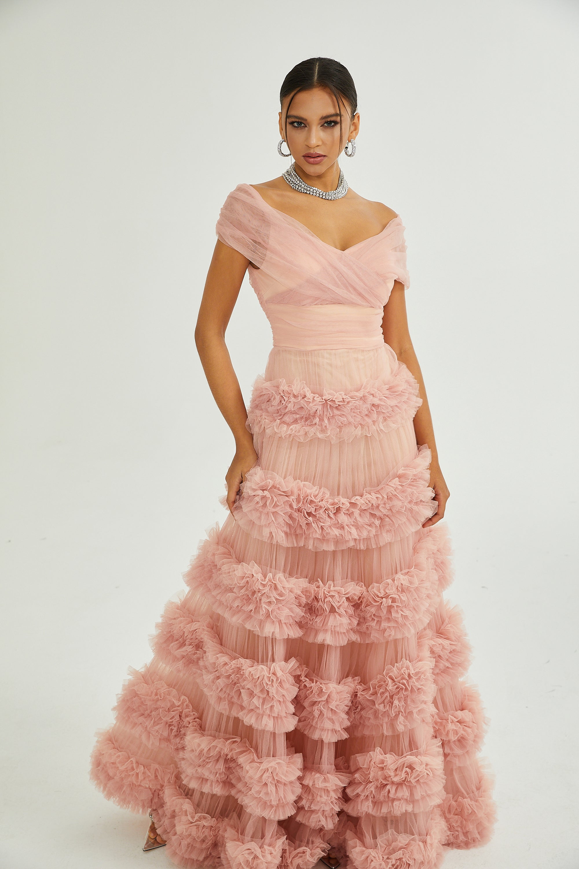 Solène Pink Tiered Maxi Dress (Final Sale-US Only)