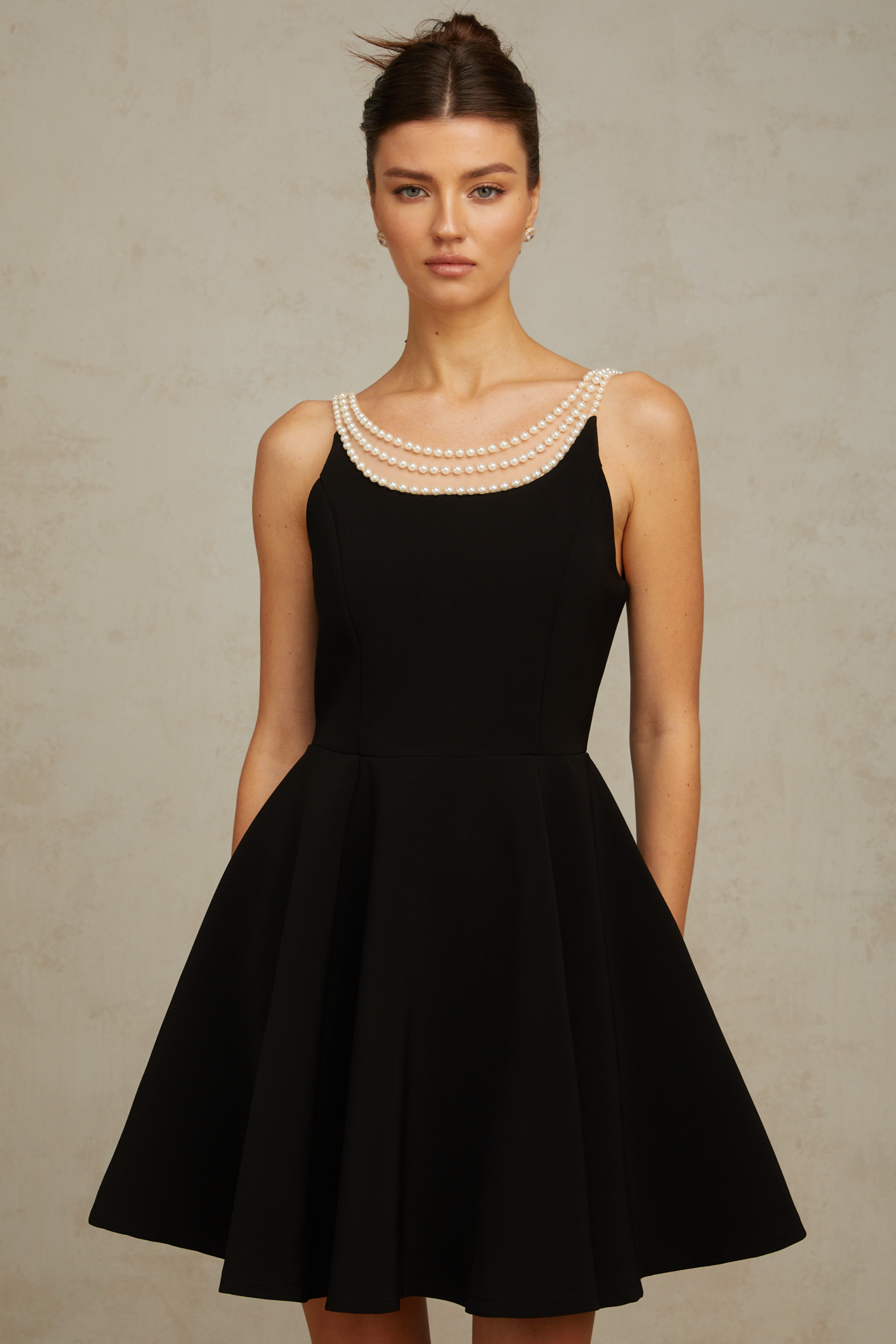 Danaé black faux-pearl-embellished mini dress (Final Sale)