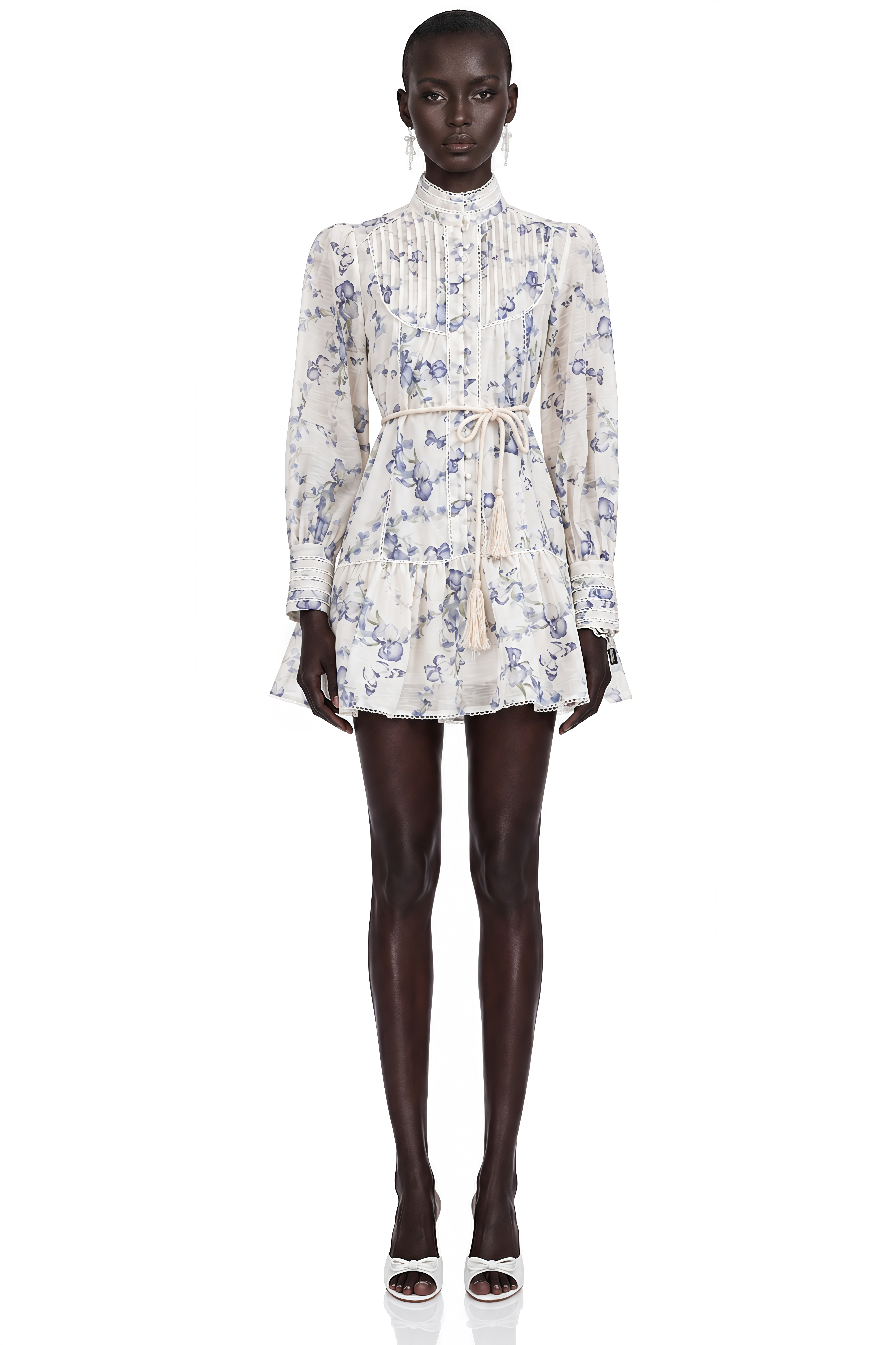 Mini-robe évasée en mousseline à imprimé floral « Blandine »