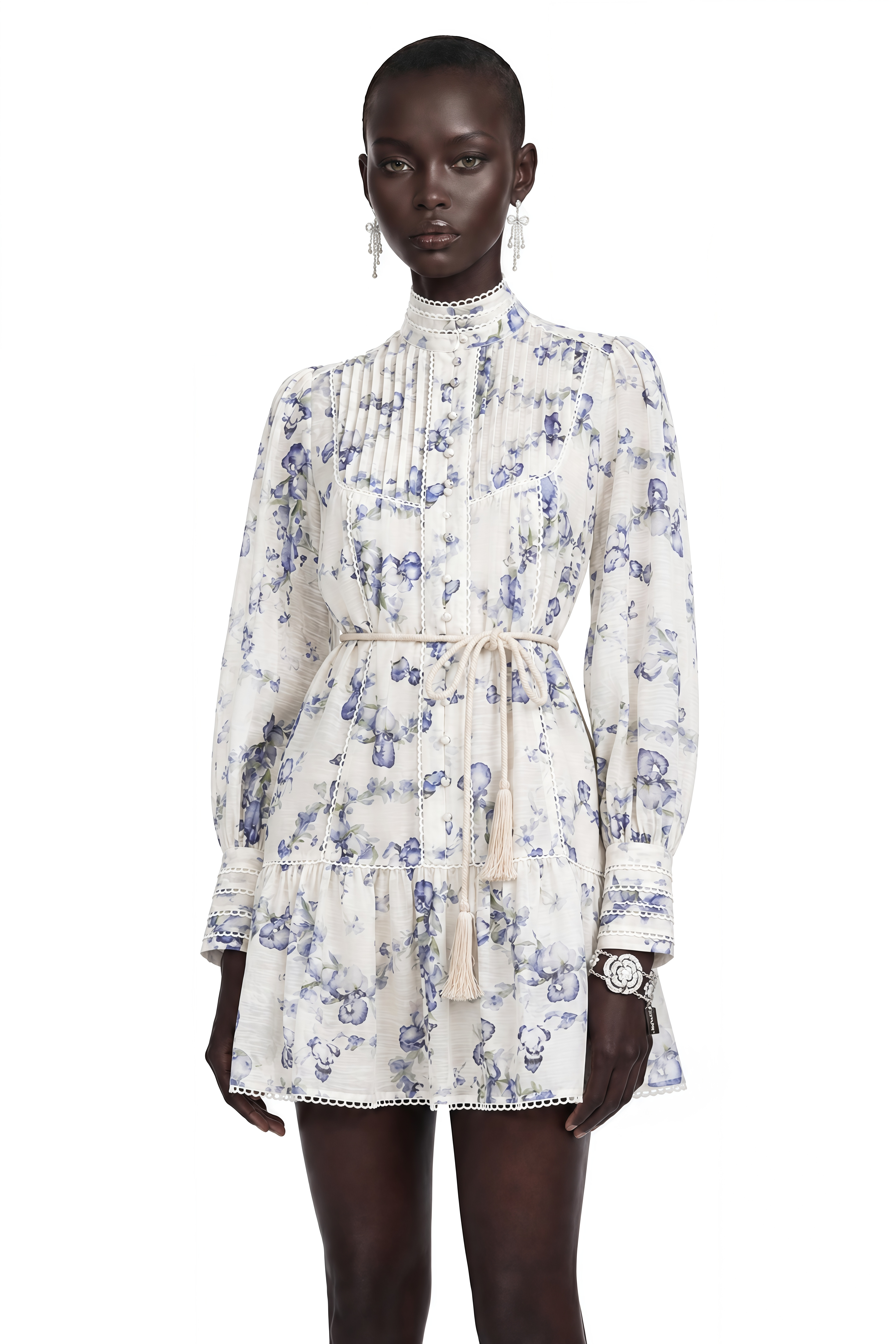 Mini-robe évasée en mousseline à imprimé floral « Blandine »