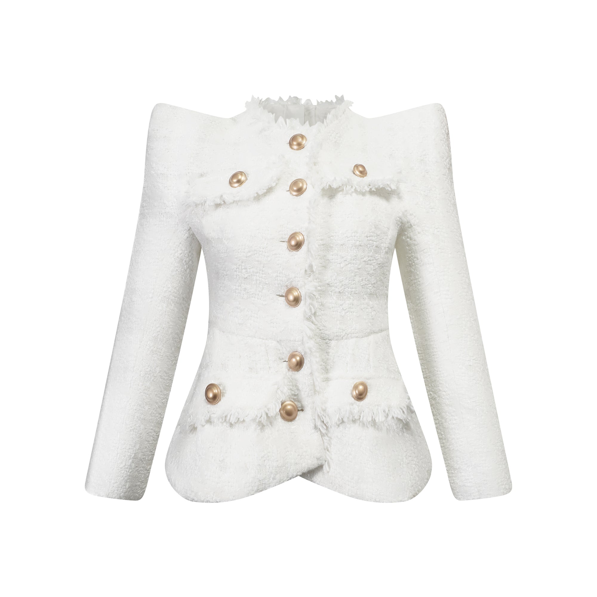 Séraphine White Frayed Tweed Jacket & Shorts Set (Final Sale-US Only)
