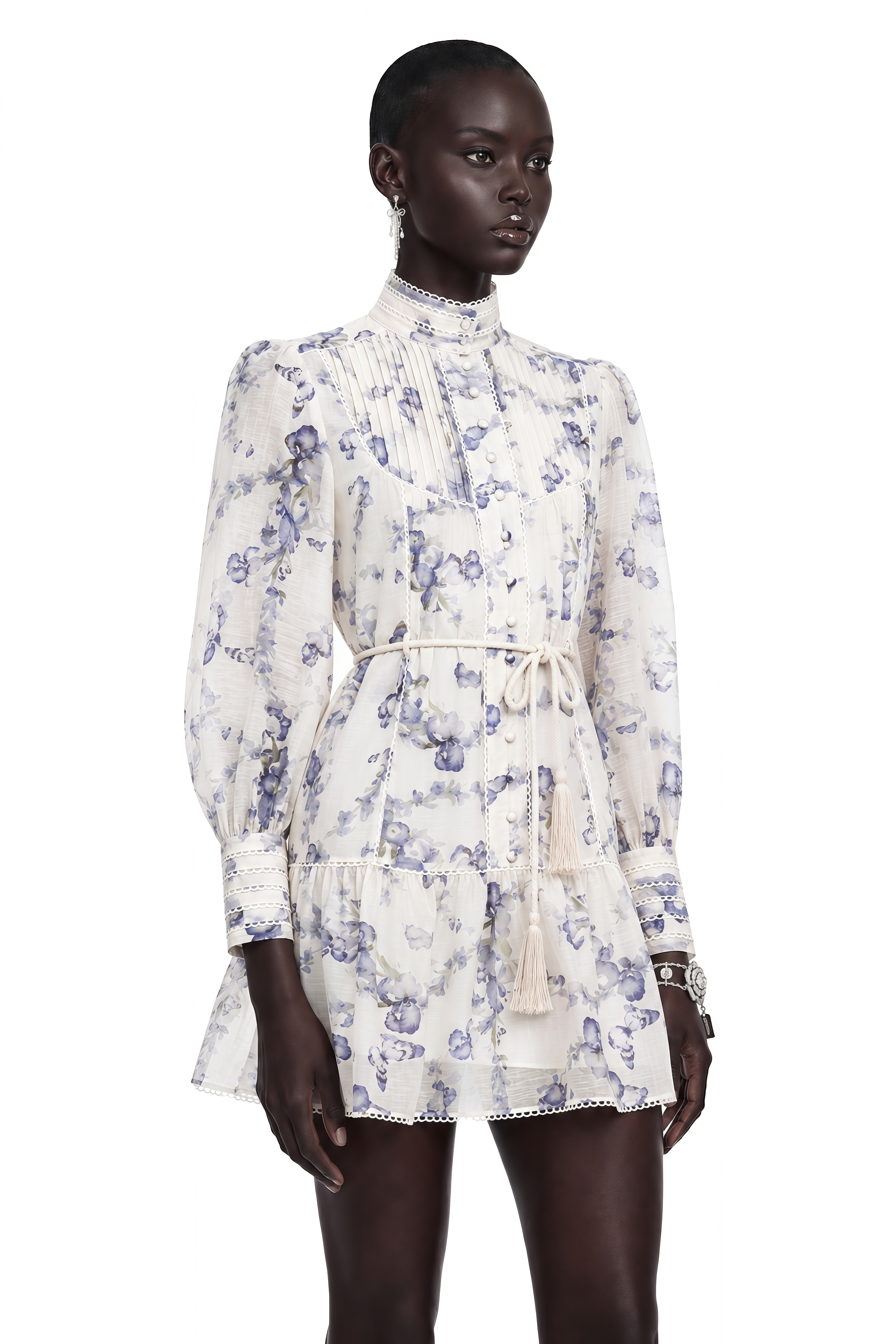 Blandine Floral-Print Flared Chiffon Mini Dress