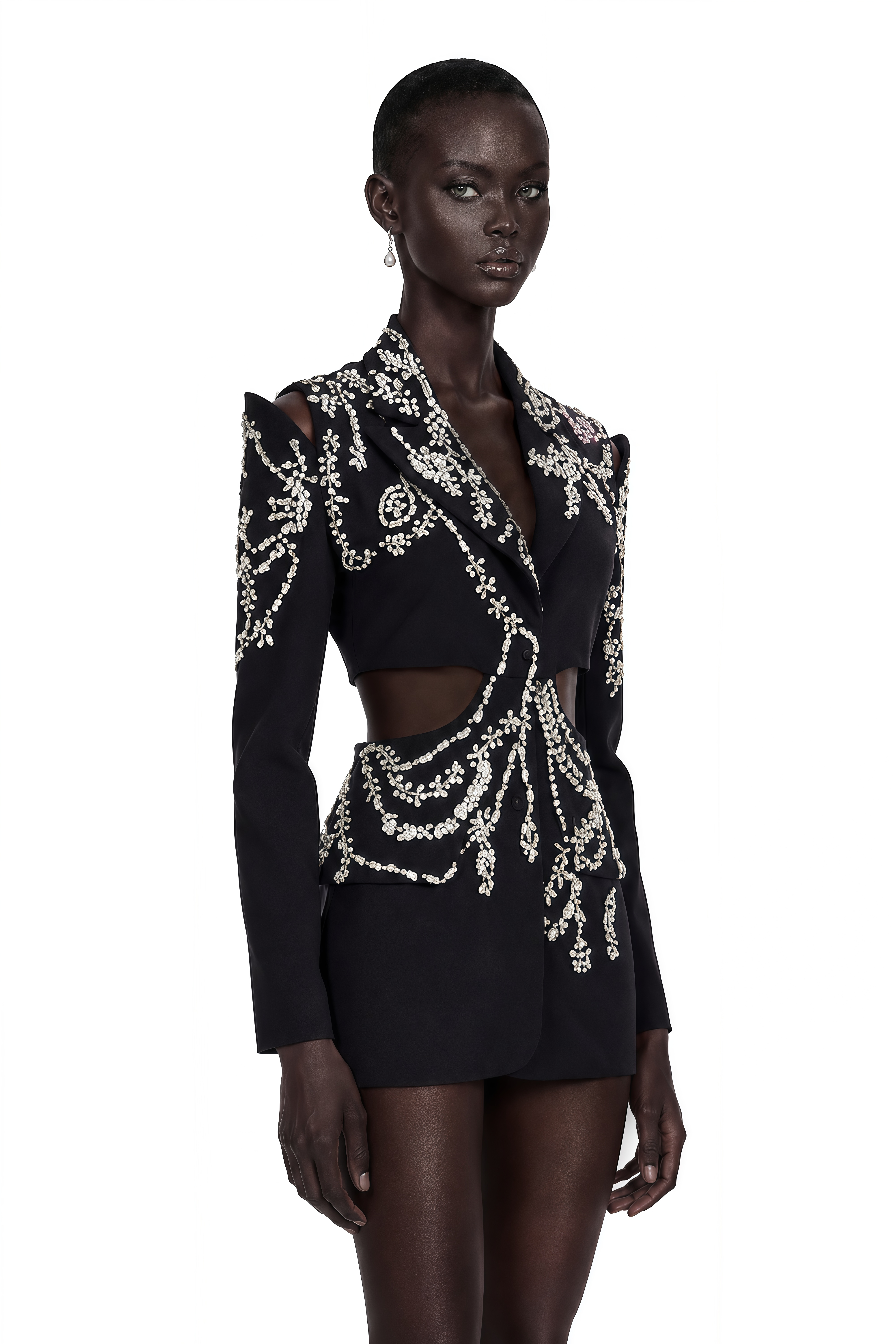 Veste ajourée ornée de cristaux Audrey Black