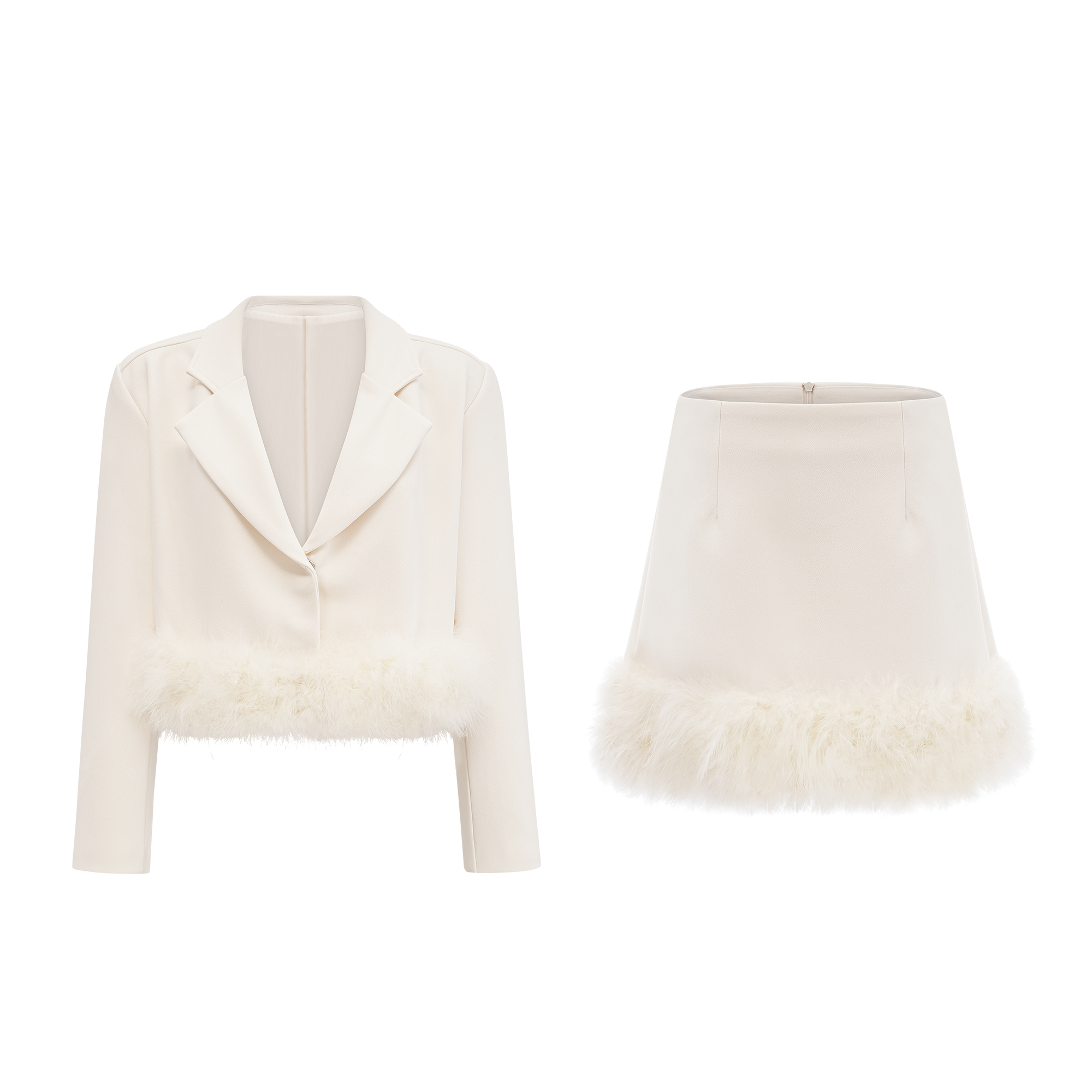 Ensemble coordonné blazer et jupe à ourlet festonné Valérie (Vente définitive - États-Unis uniquement)
