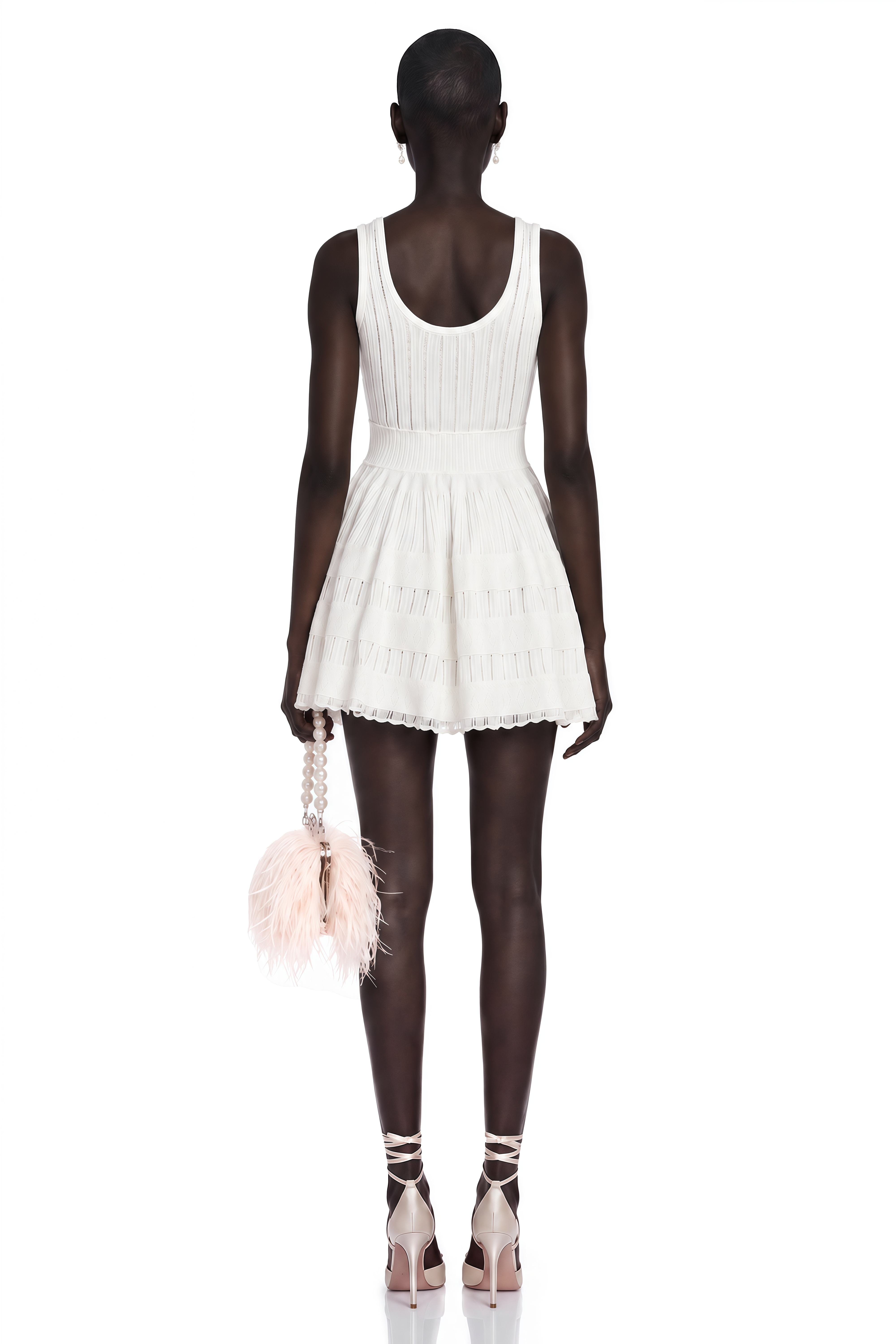 Mini-robe plissée à découpes Noémie White