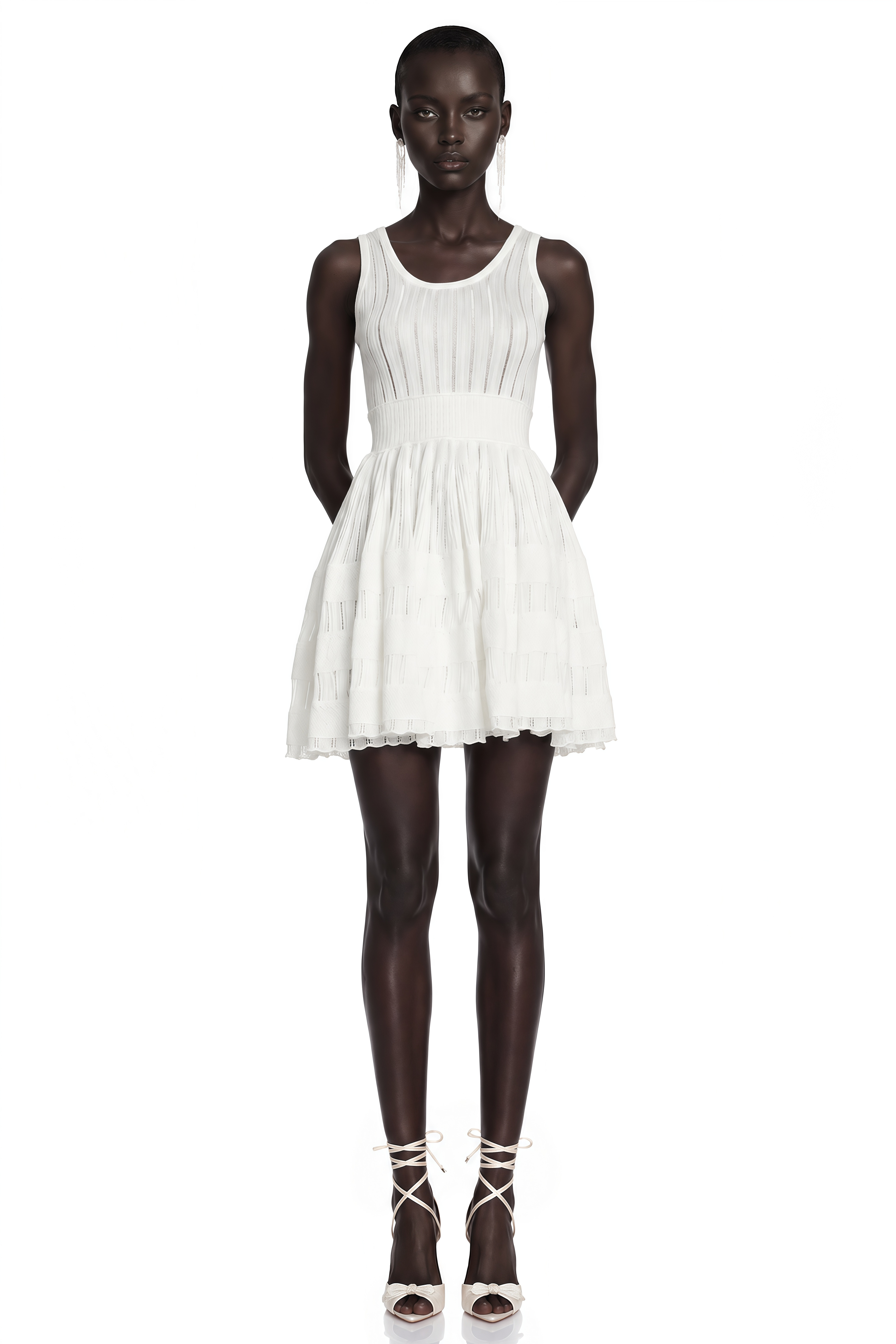 Mini-robe plissée à découpes Noémie White