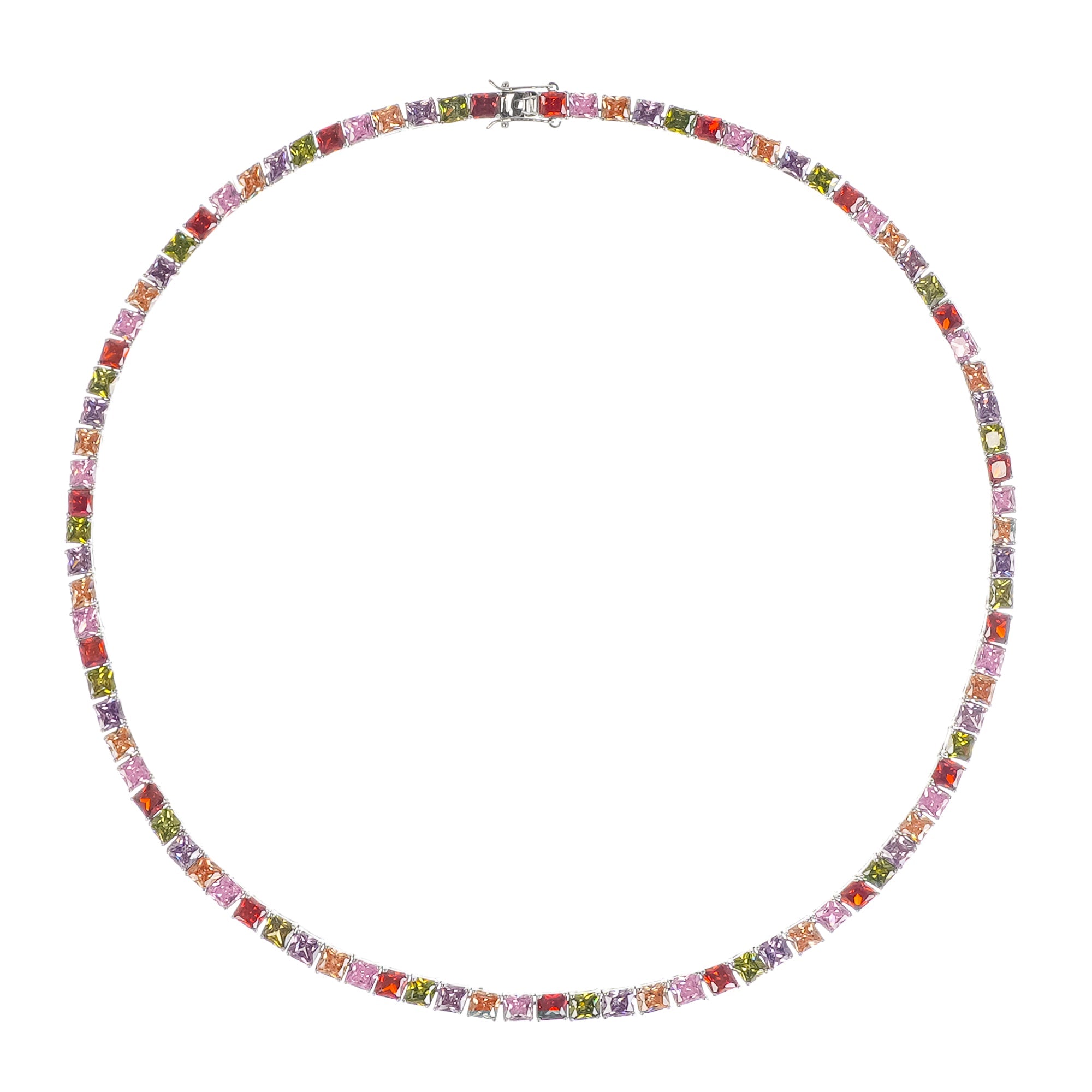 Avril Multicolor Square Cut Crystal Embellished Necklace