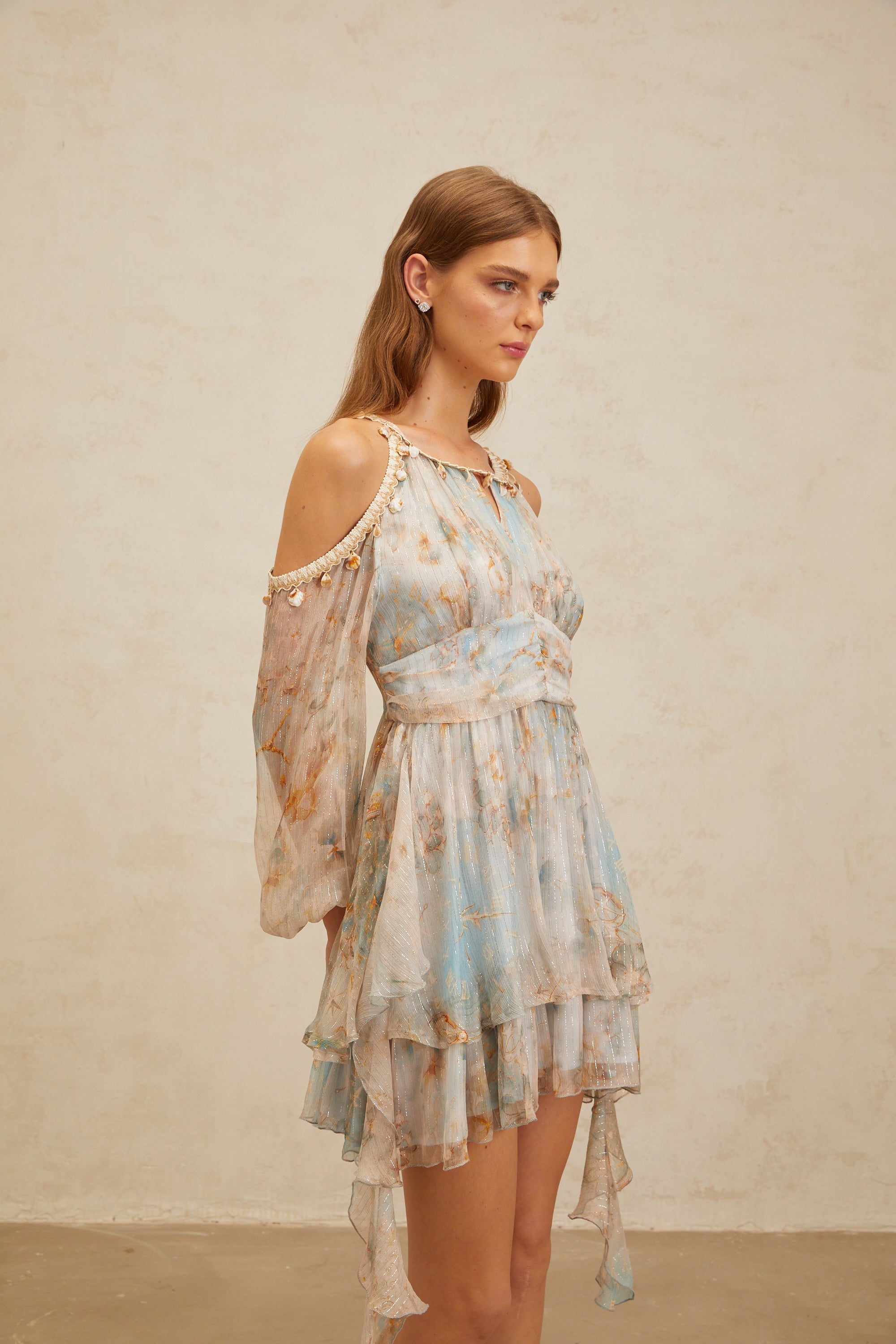 Glannon Blue Floral Print Silk Mini Dress (Final Sale-US Only)