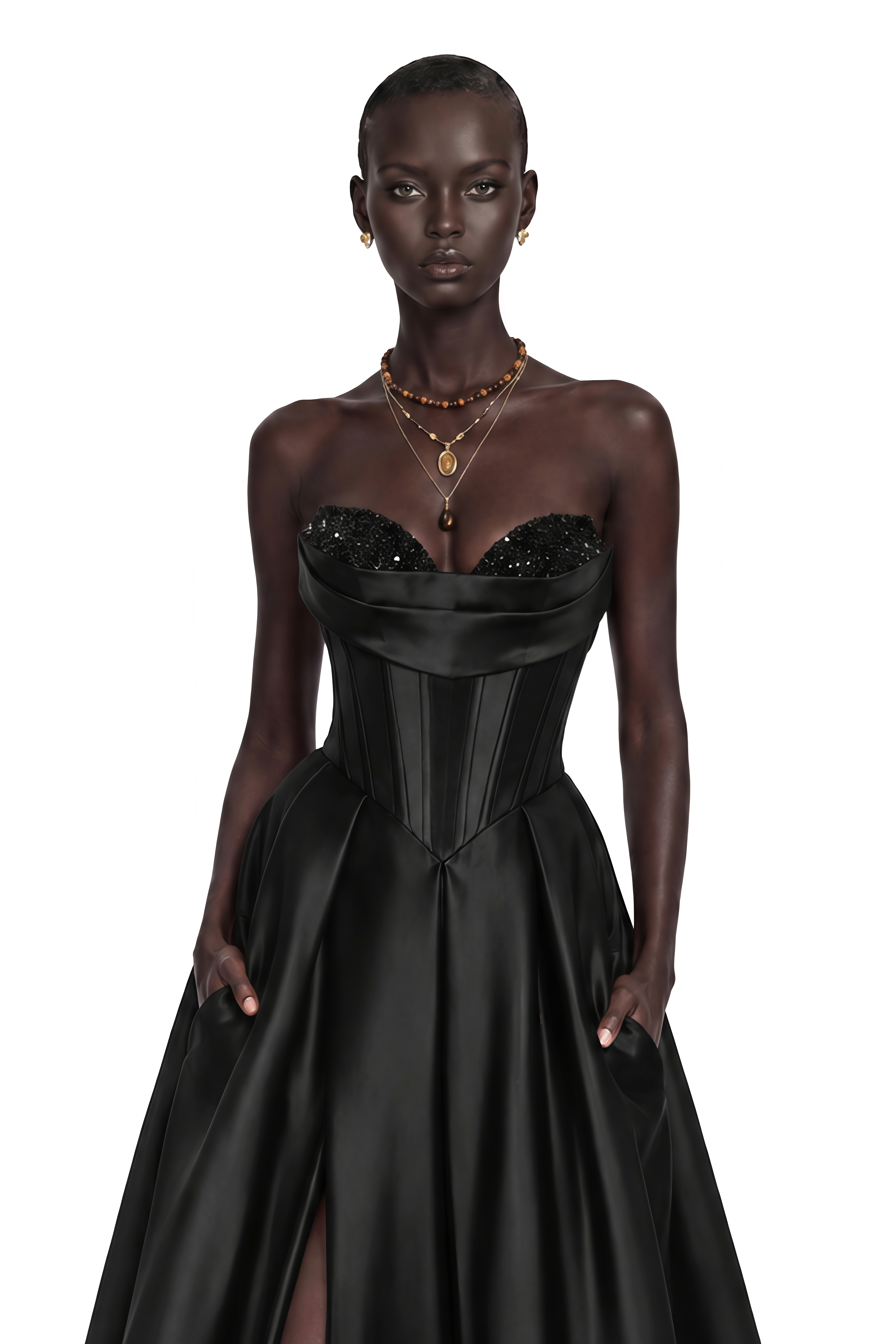 Ivana Black Corset Bodice Maxi Gown