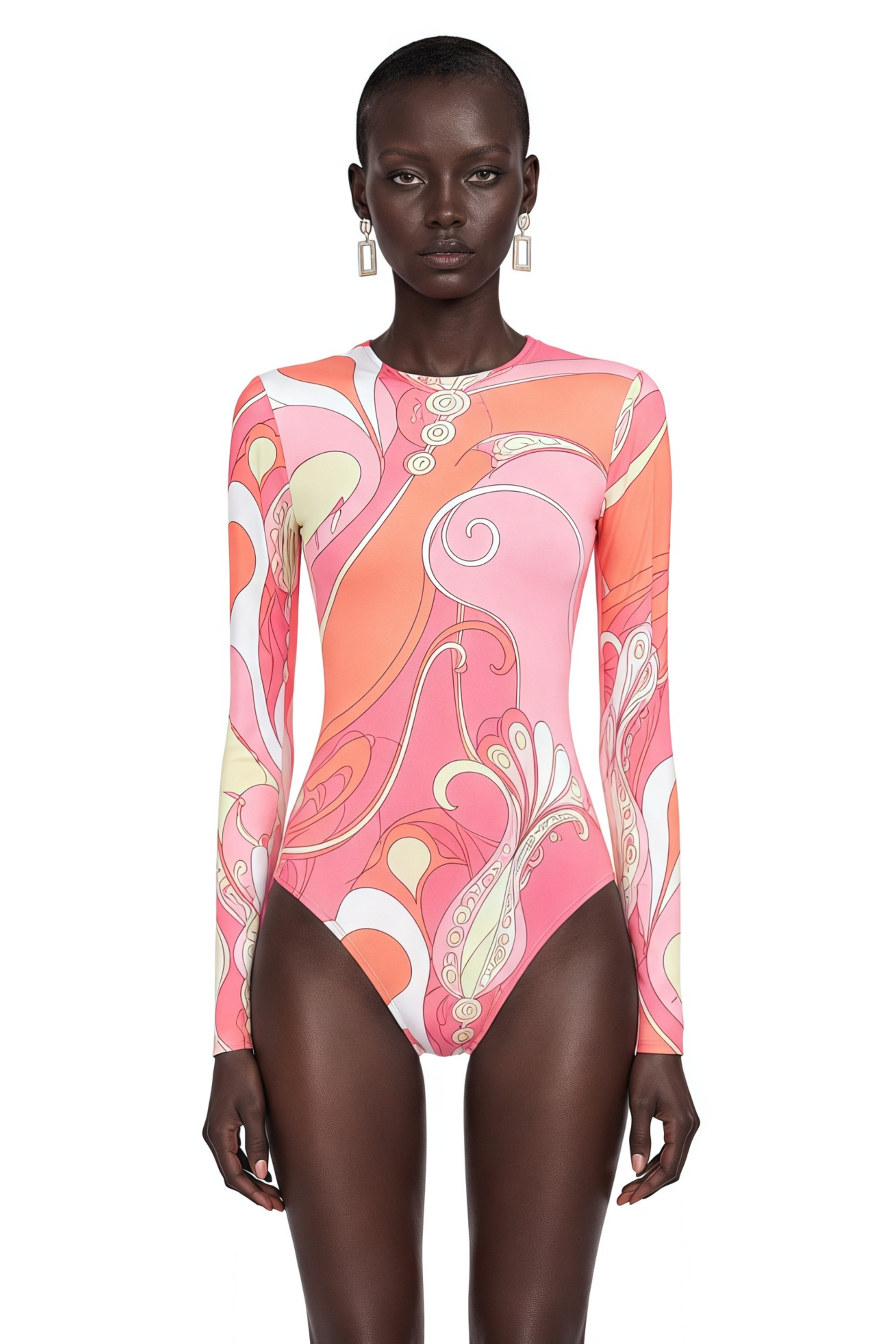 Adelynn Pink Printed Long Sleeve Bodysuit