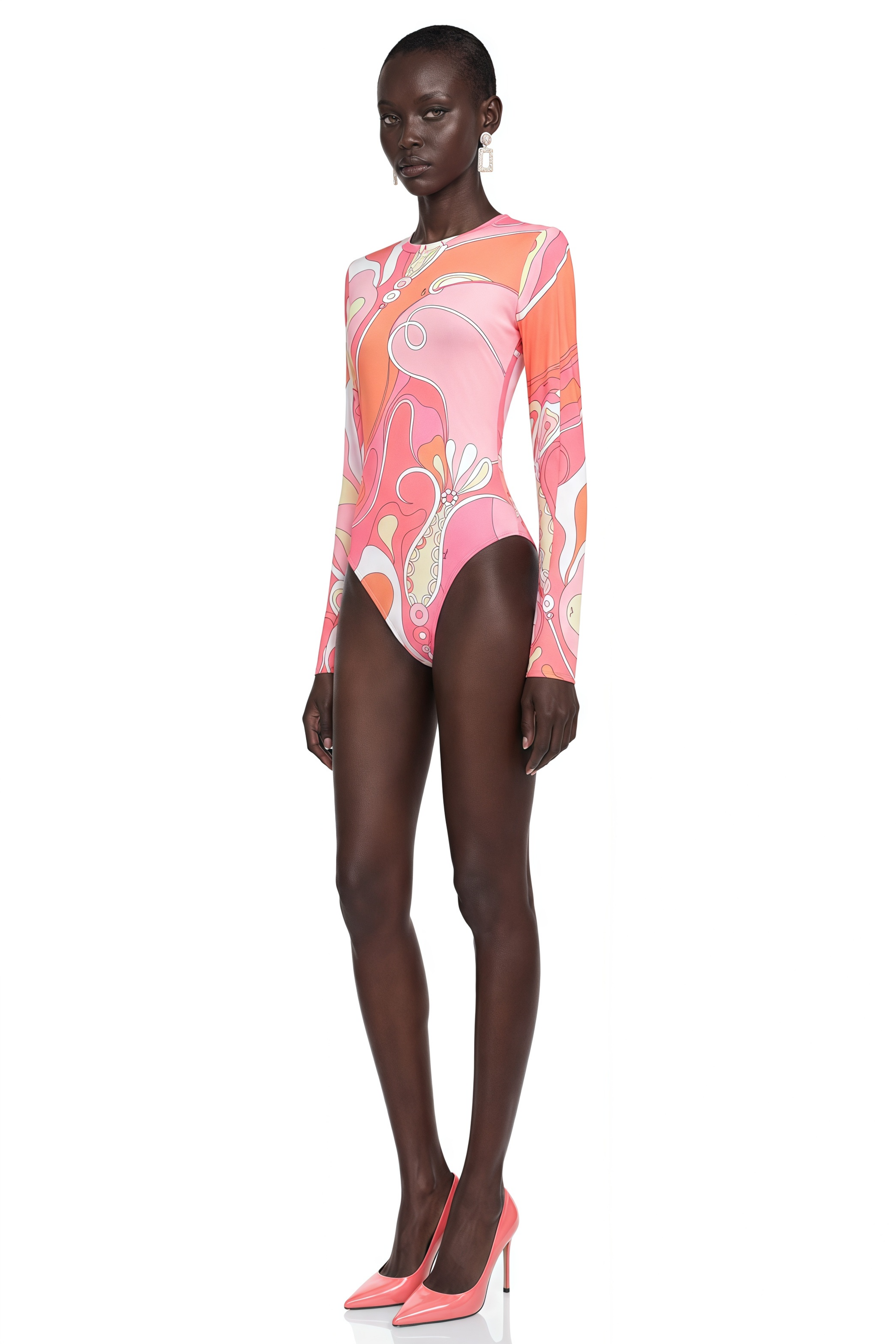 Adelynn Pink Printed Long Sleeve Bodysuit